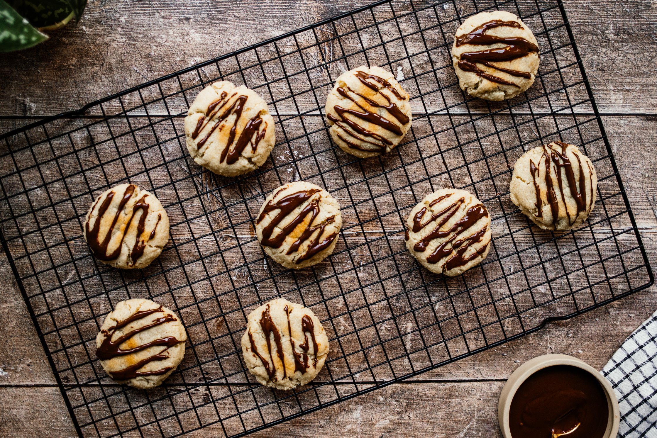 a baking rack with vegan cookies