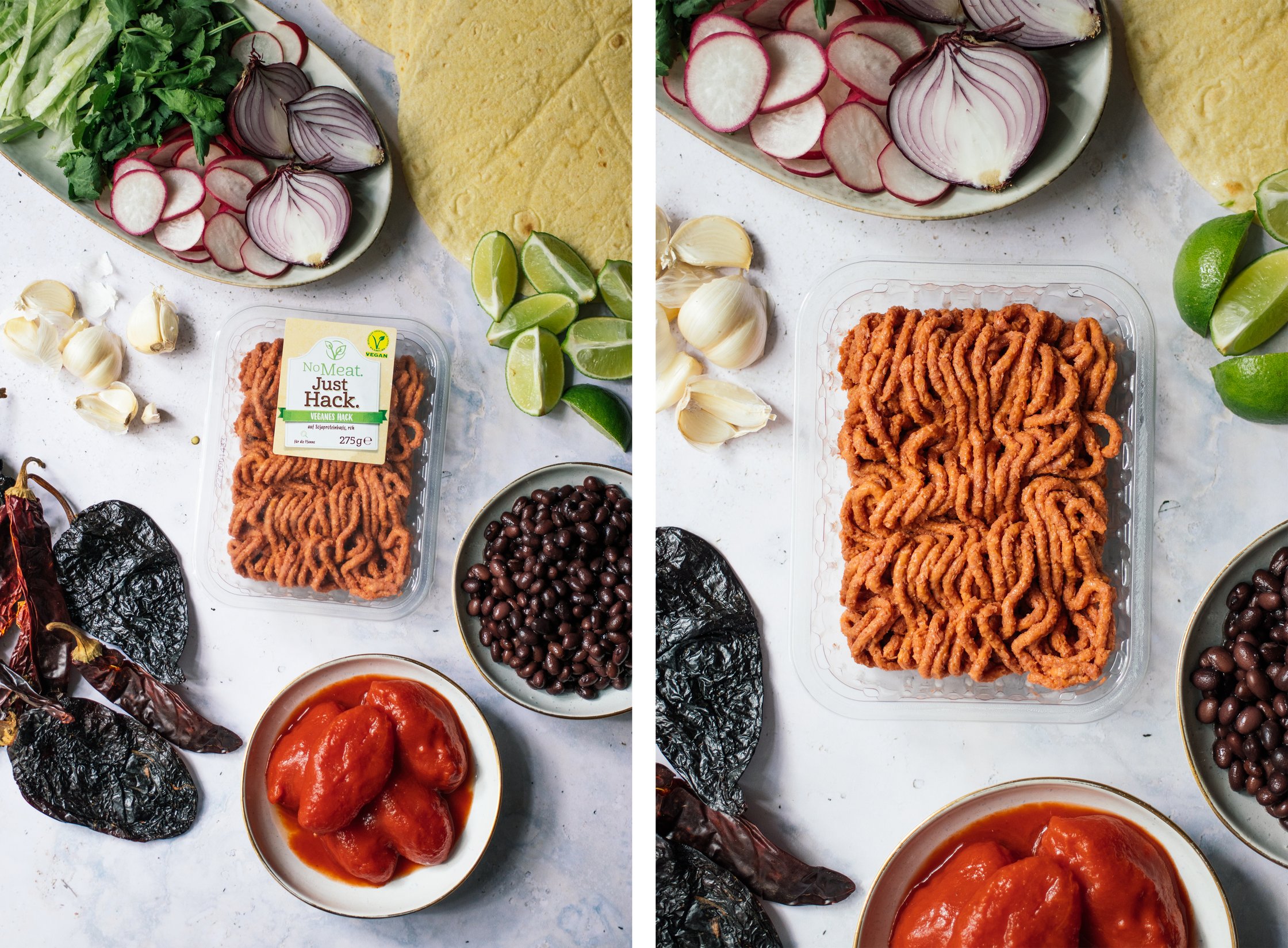 alle Zutaten für vegane Enchiladas