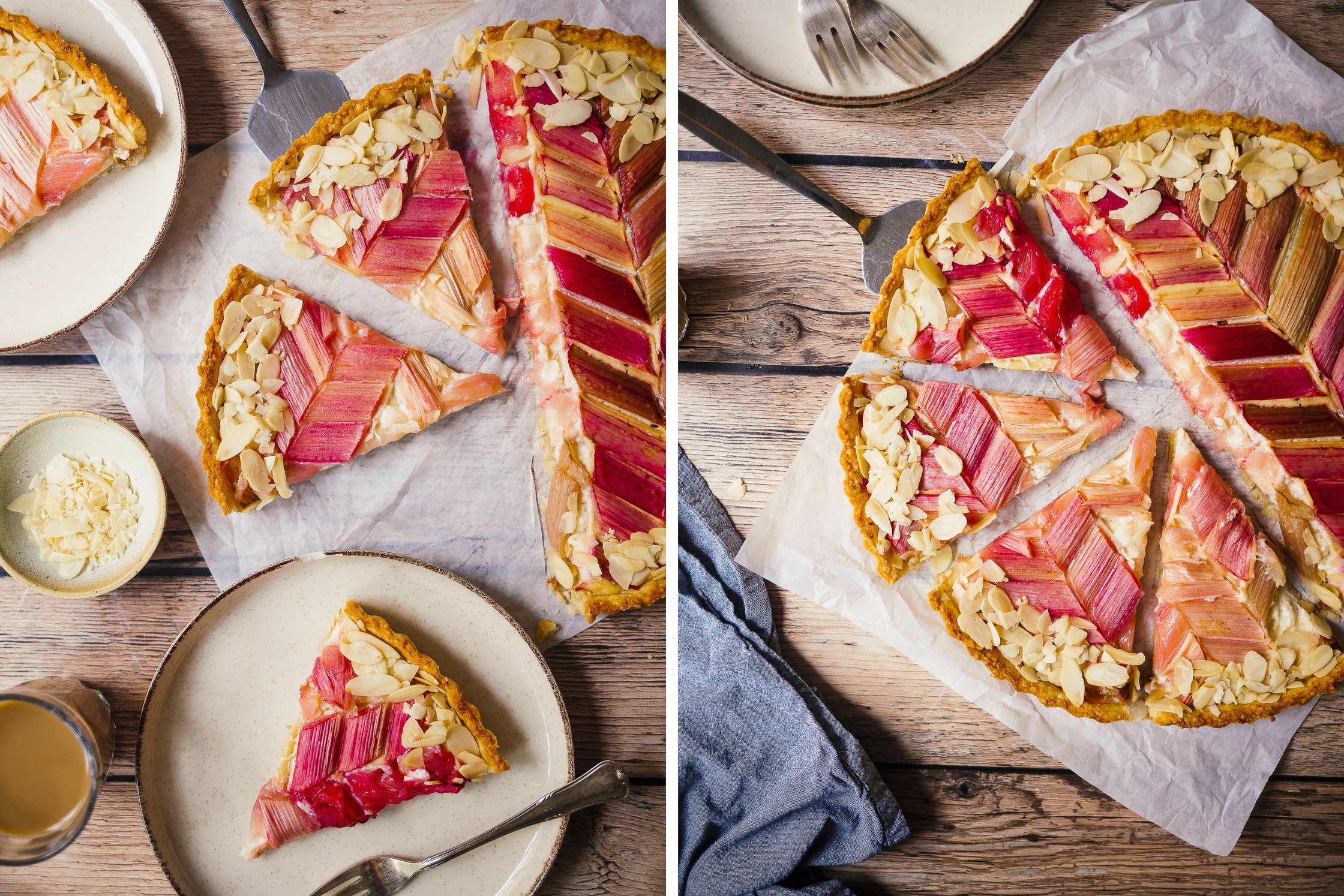 vegan rhubarb tart with custard