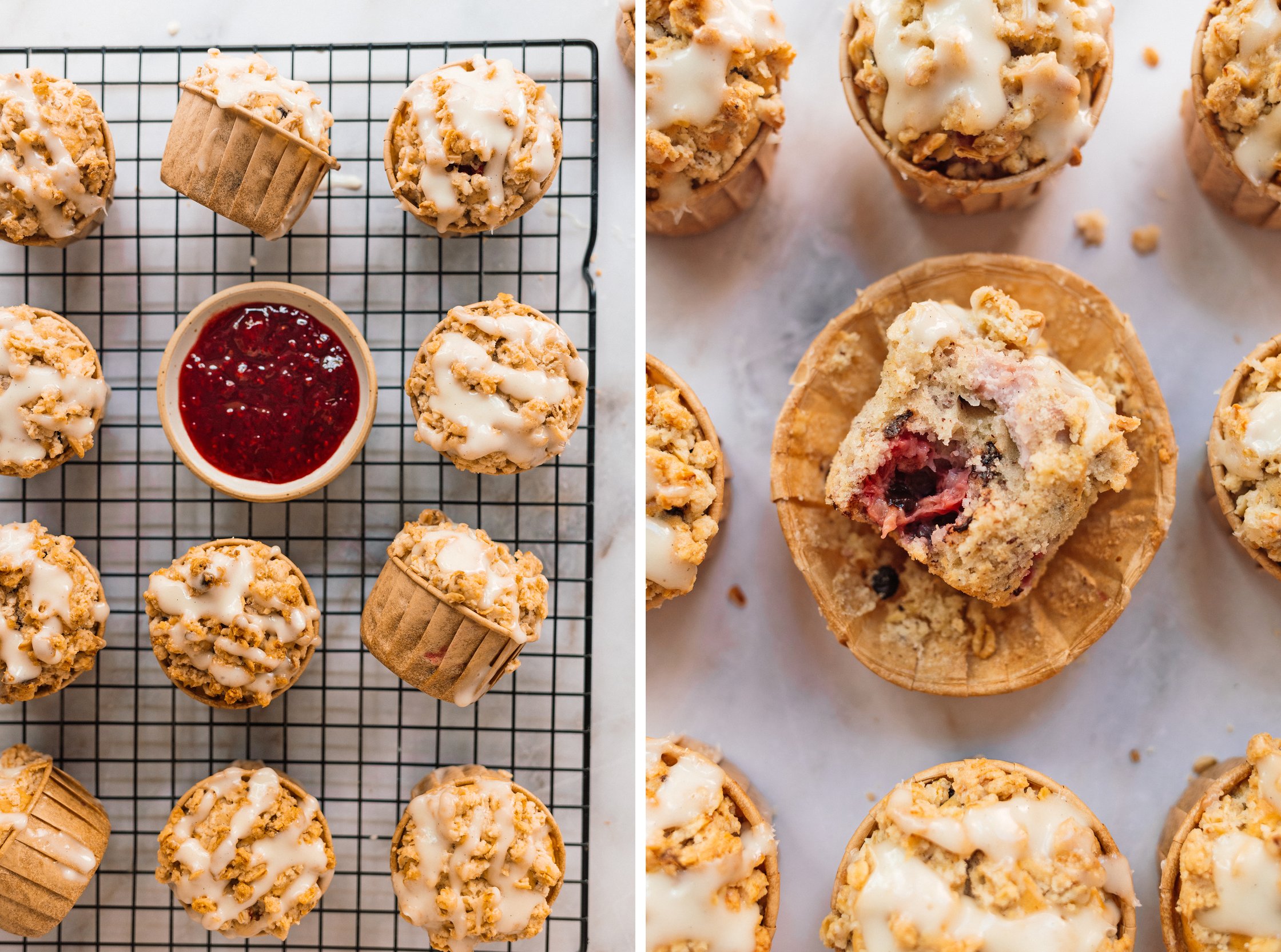 R161 Vegane gefüllte Himbeermuffins