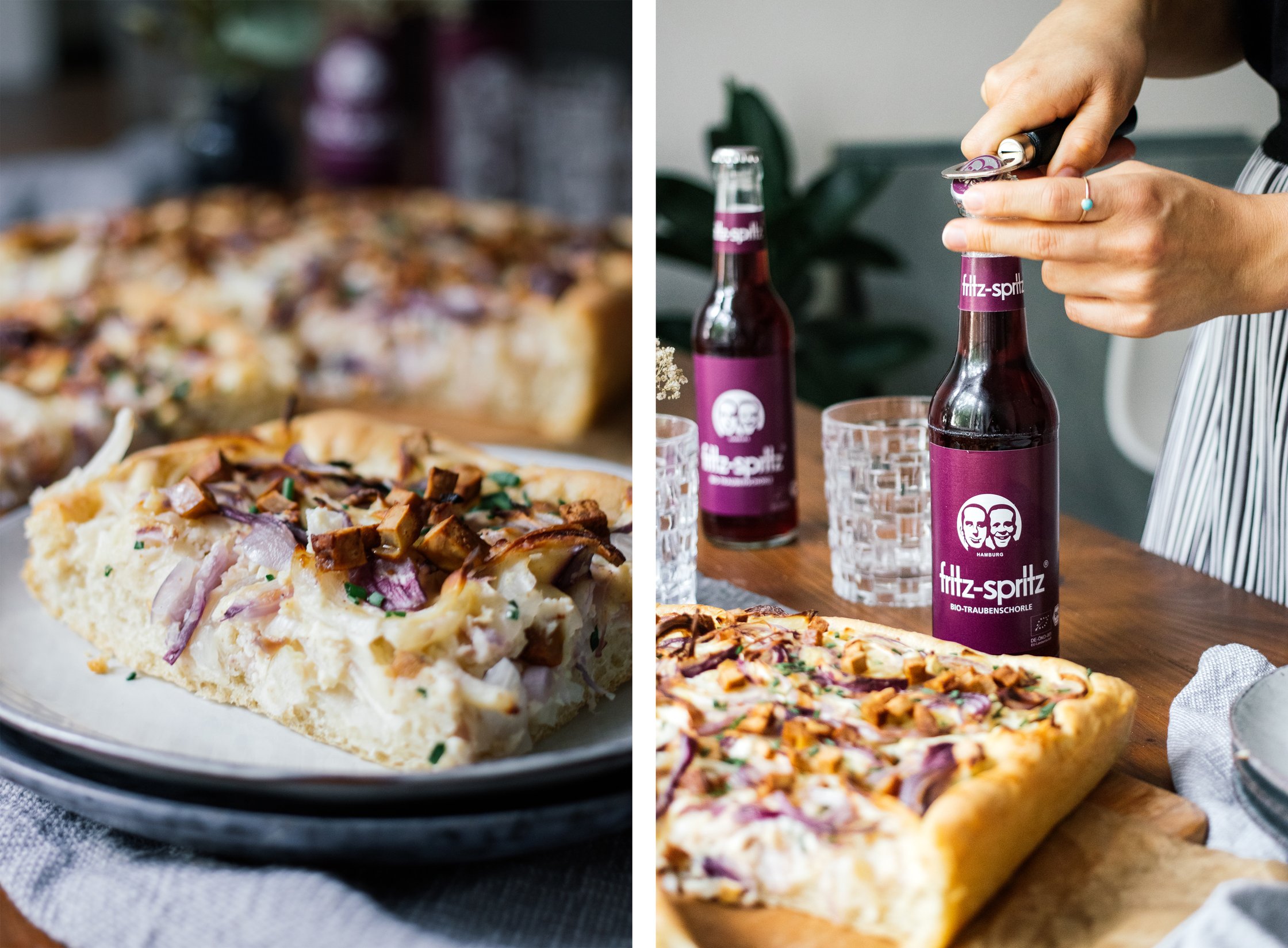 limonade als getränk zum veganen zwiebelkuchen öffnen