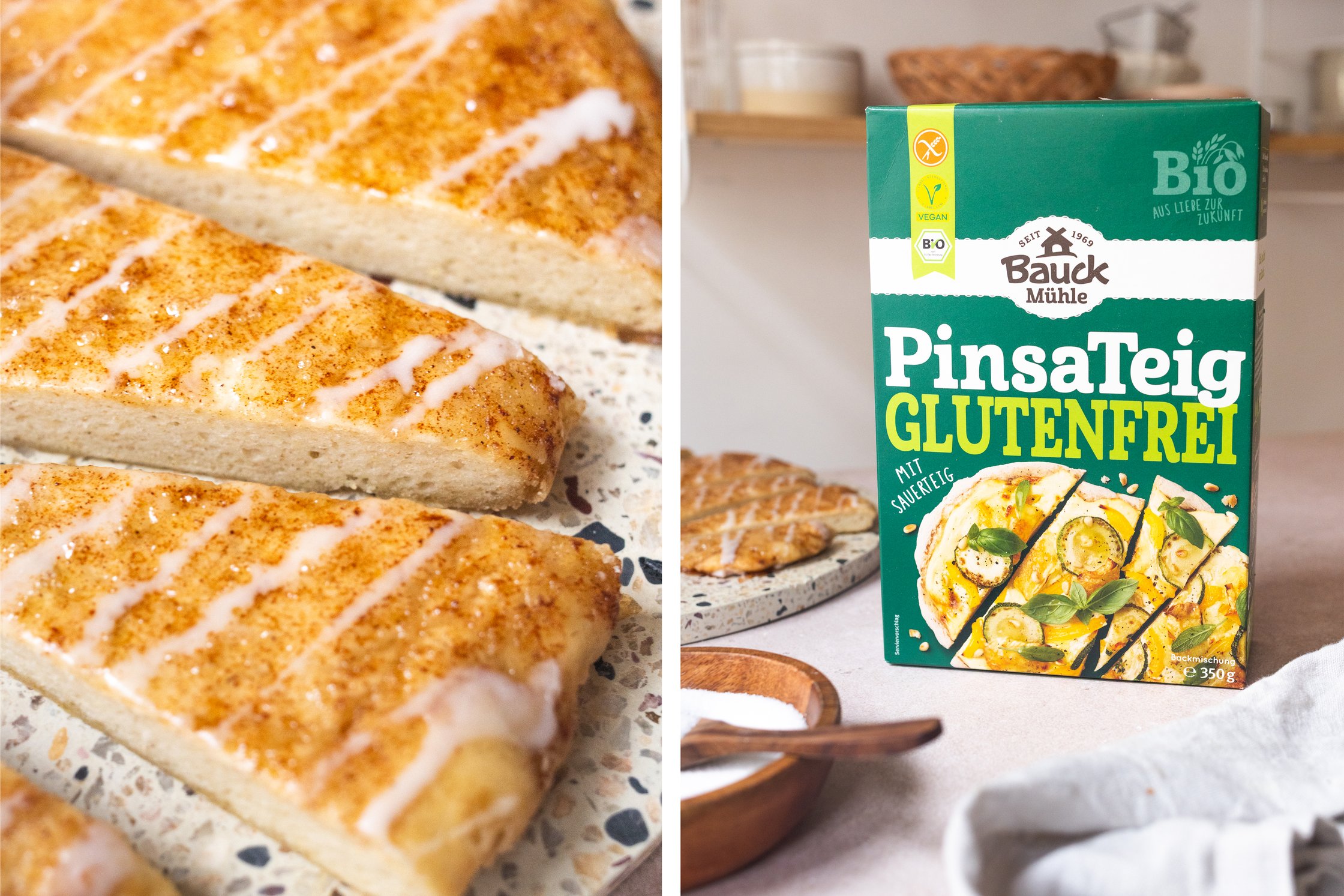 vegane und glutunfreie Pinsa von Bauck Mühle