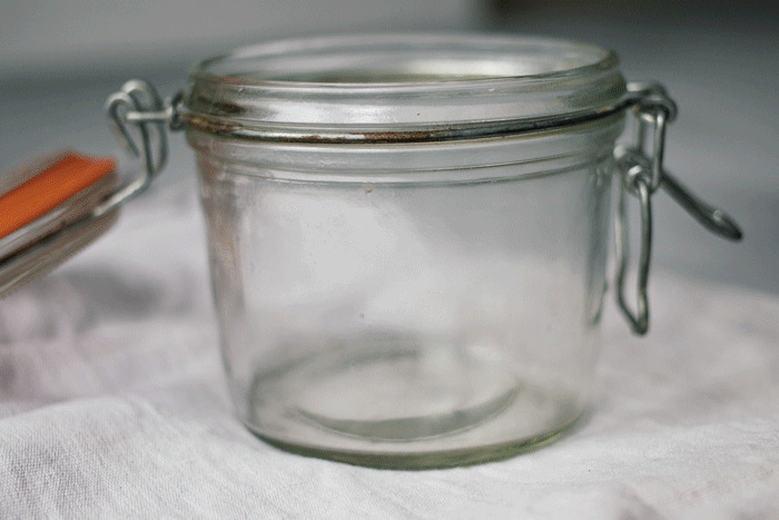 vegan feta tofu cheese prepared in a jar