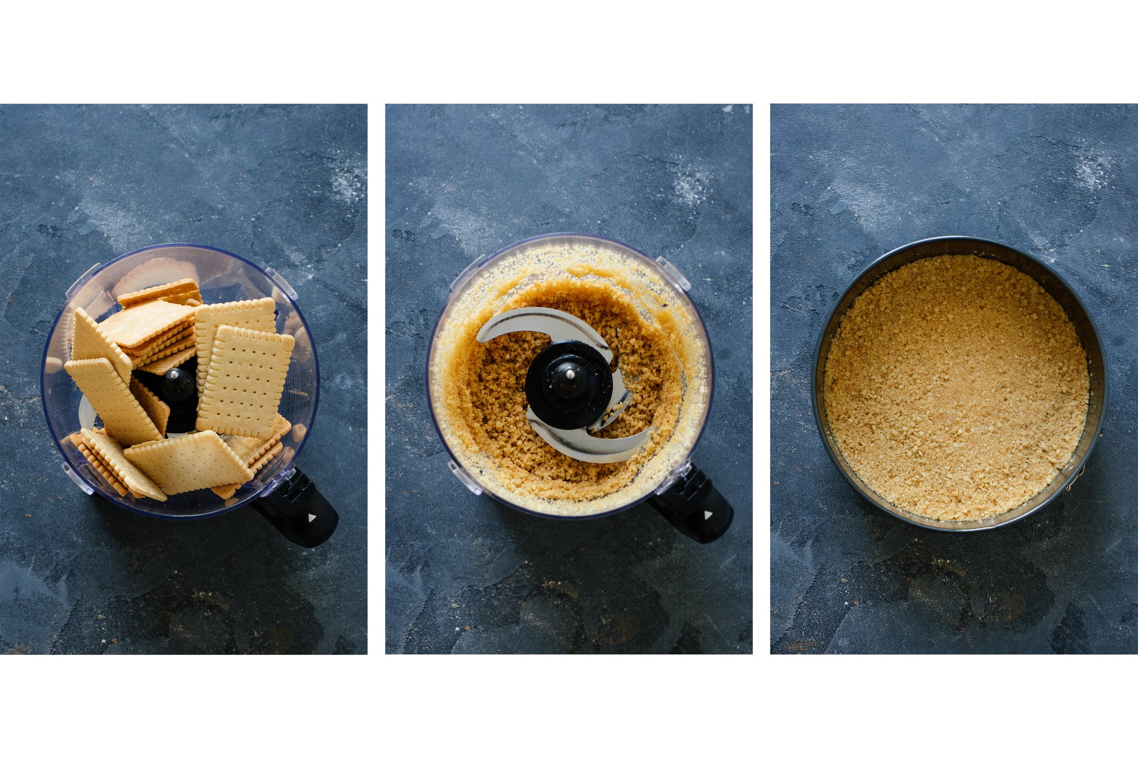 mixing vegan cookies to create a cake base