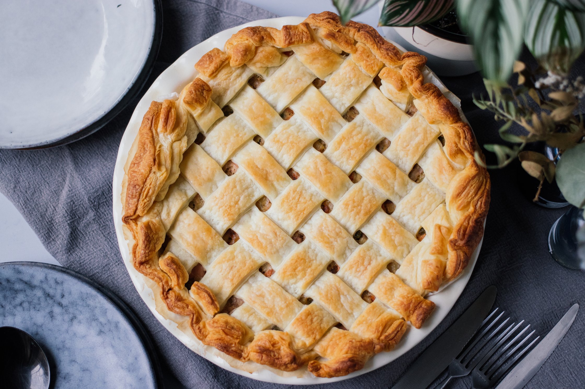 vegan pot pie on the table