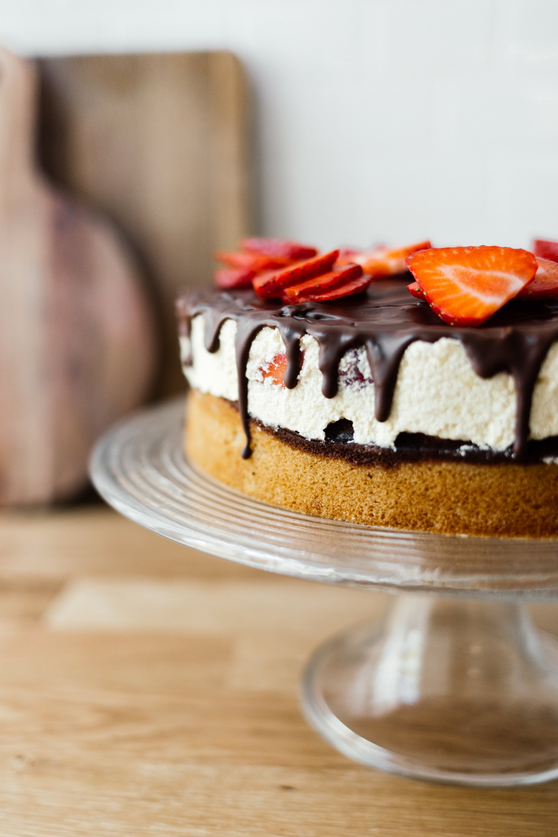 close up of a vegan strawberry pound cake