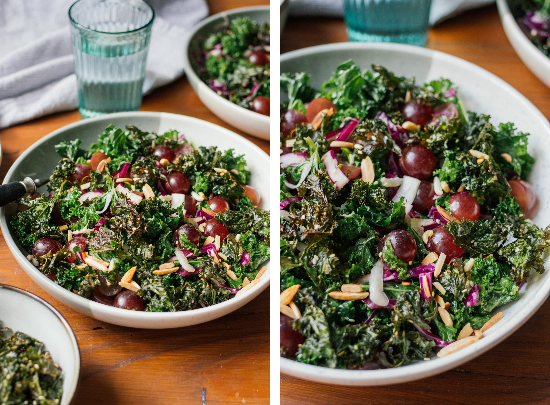 Vegan Kale Salad with Sesame Dressing and Crispy Kale Chips