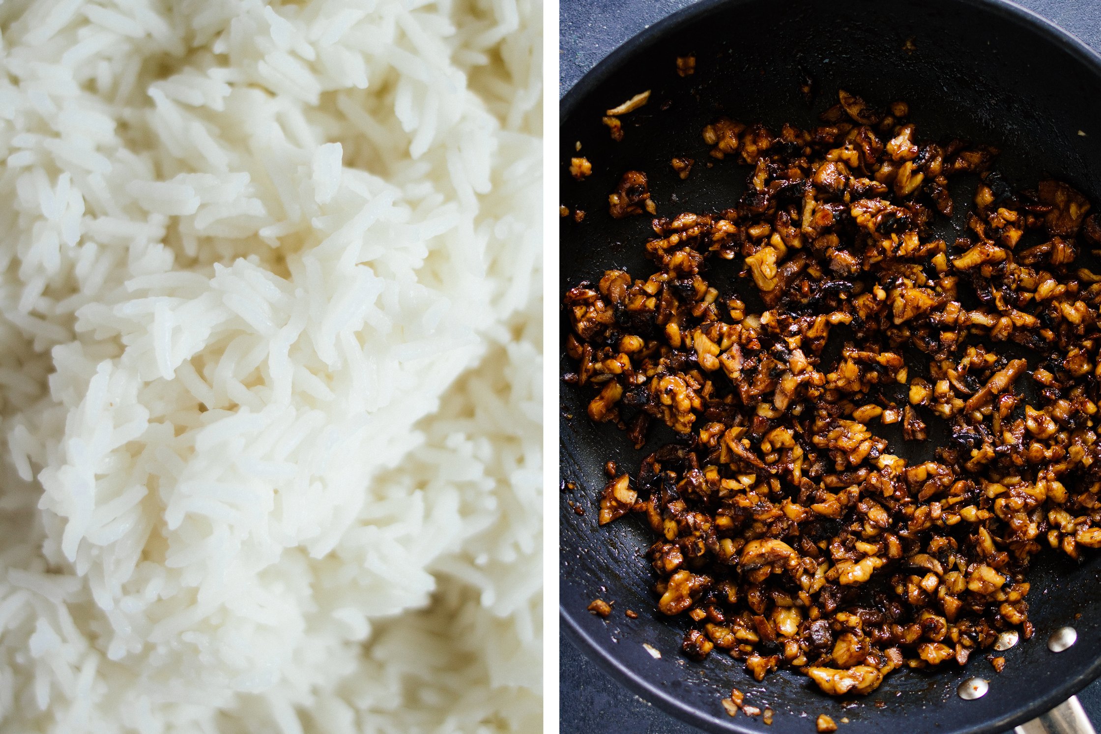 cooked rice and mushrooms