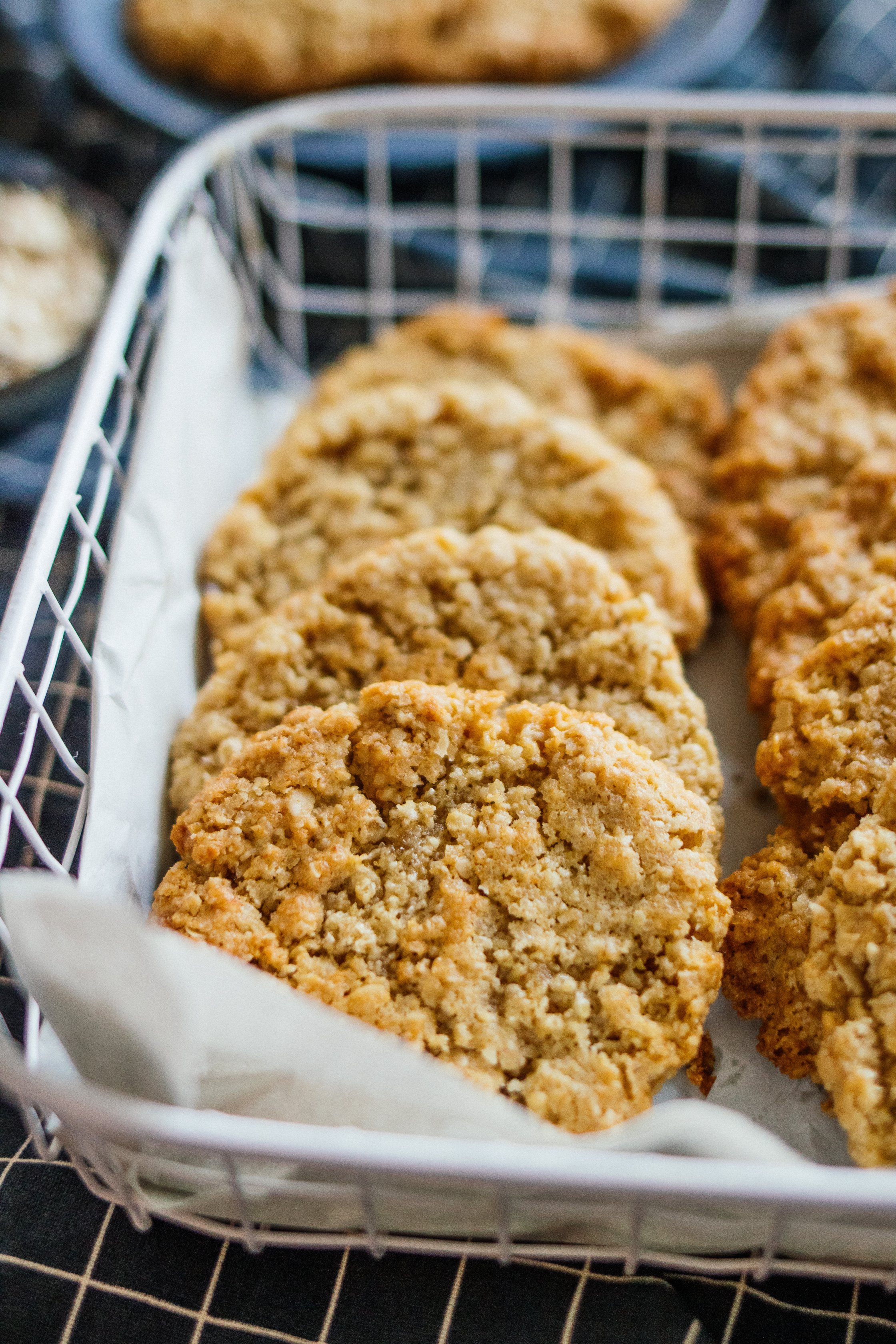 vegan oat cookies in a basket