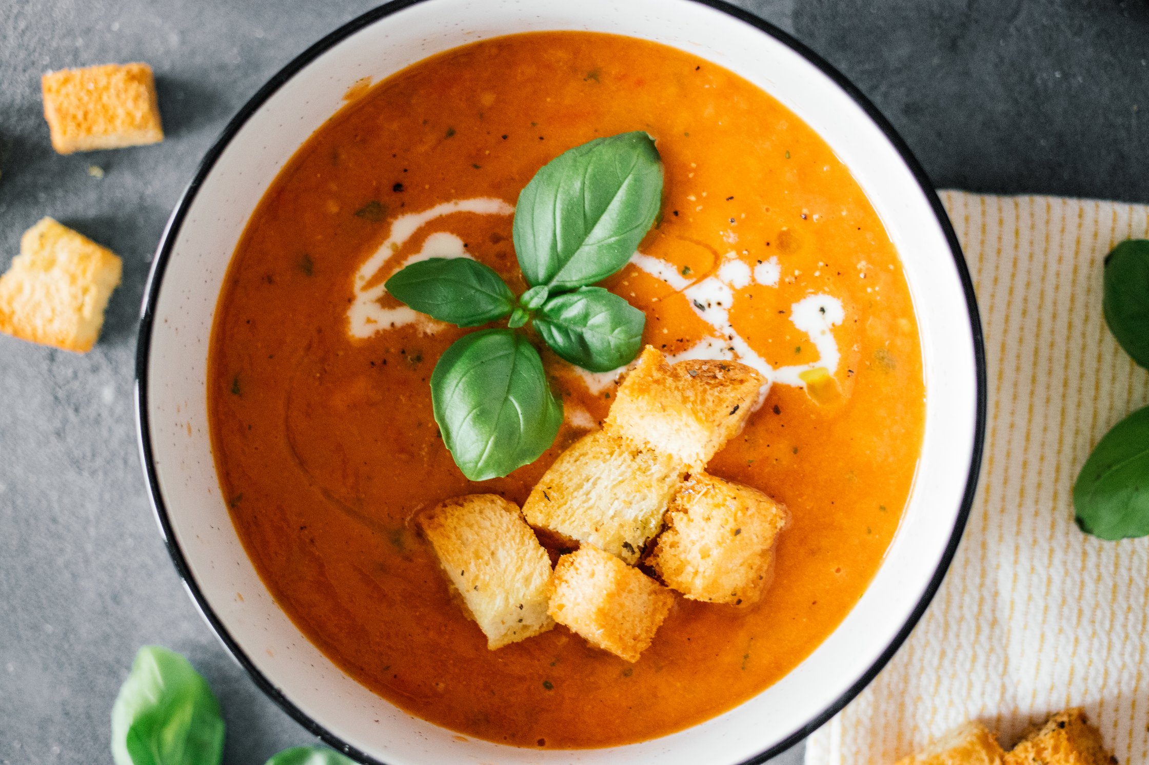 close up of vegan Oven Roasted Tomato Soup