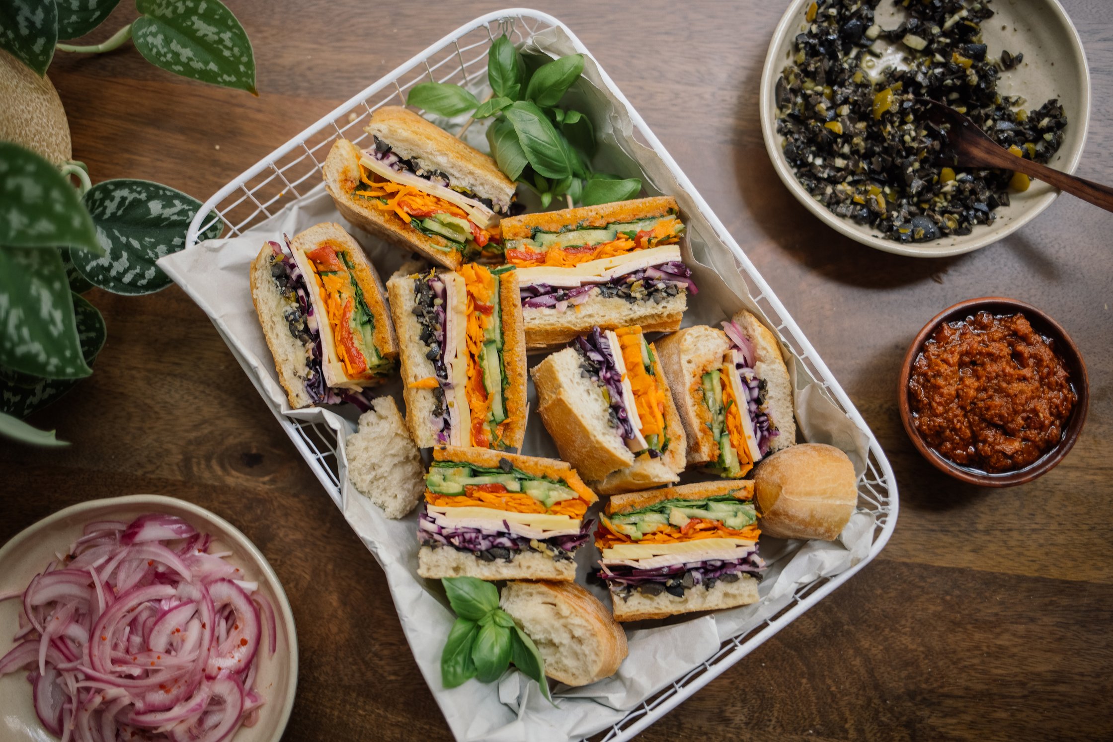 vegan muffuletta sandwich