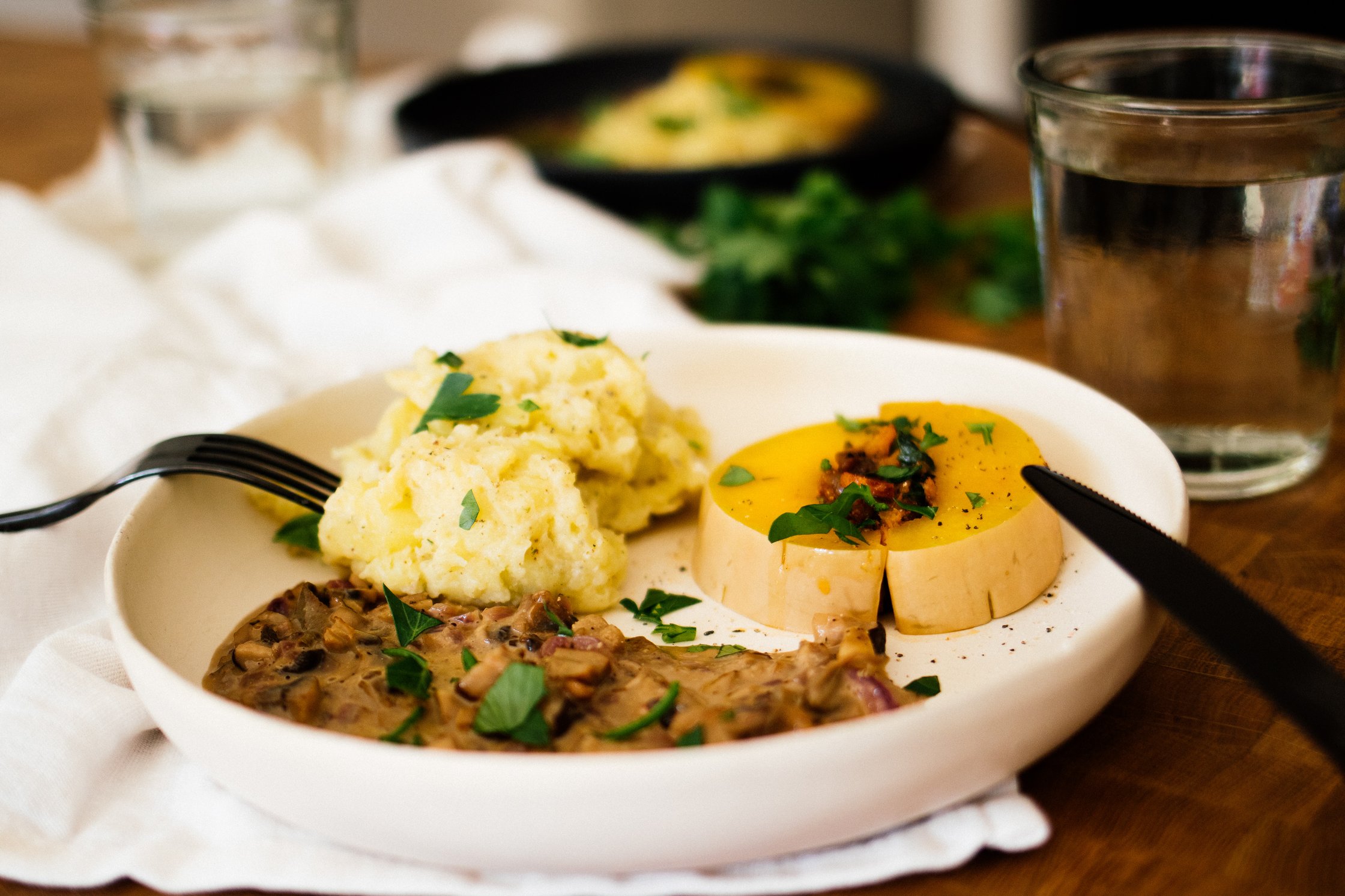 vegan cream sauce with a stuffed pumpkin