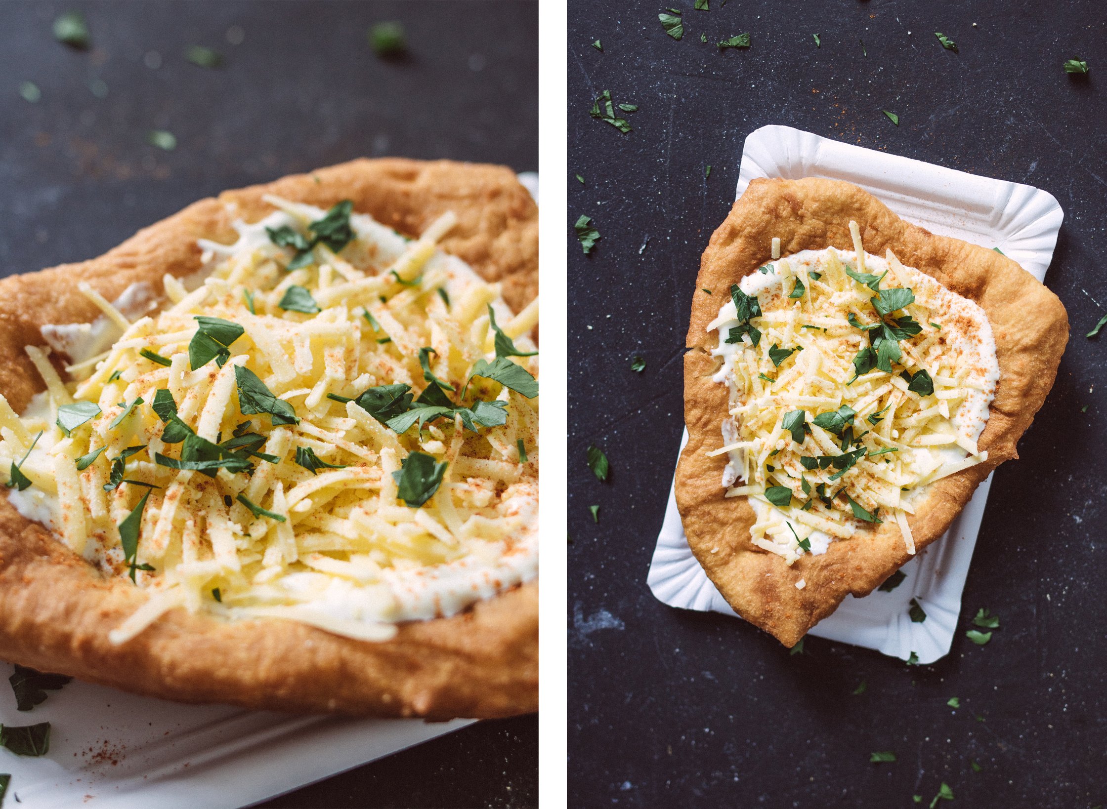 vegan langos with vegan cheese