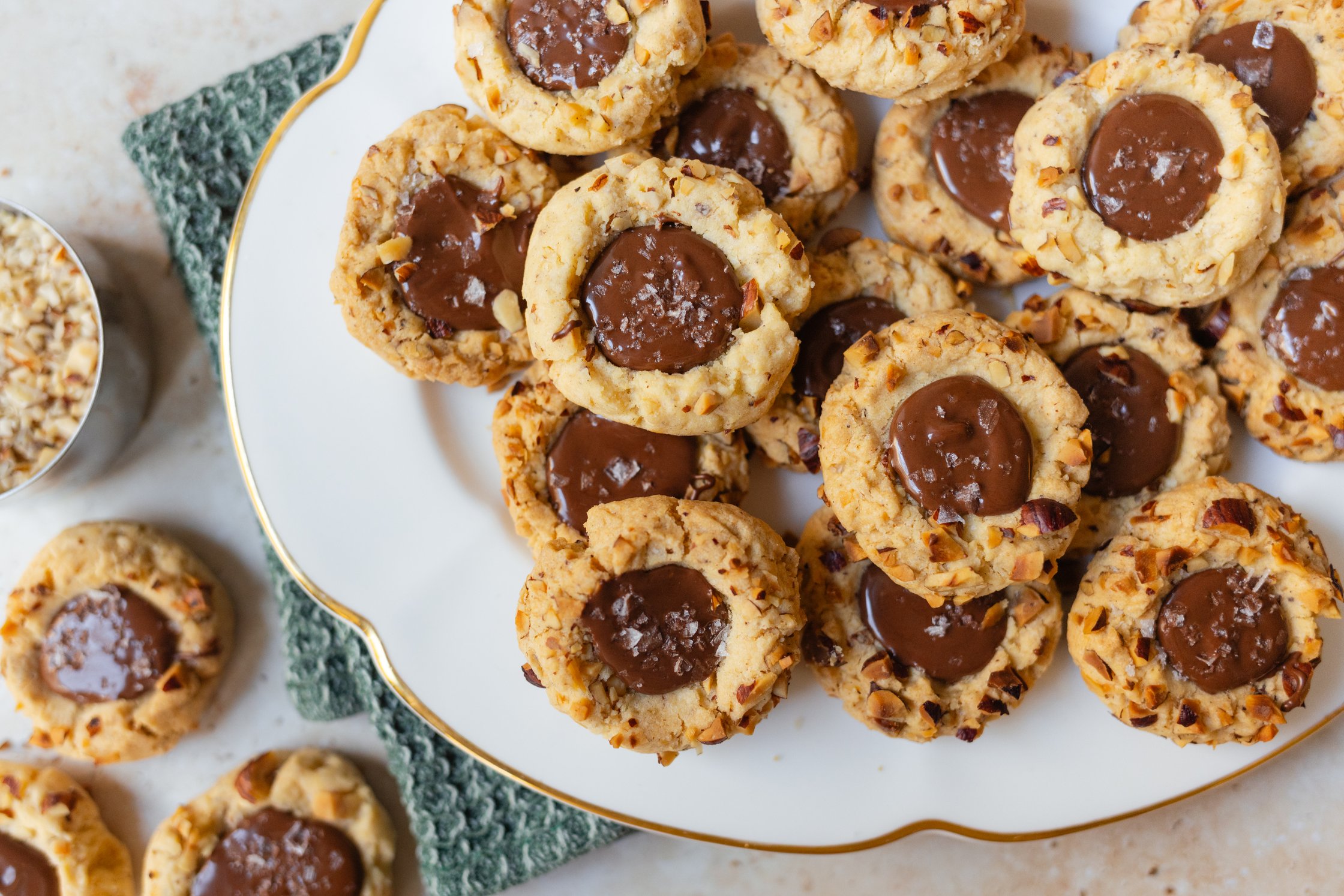 gluten-free hazelnut nougat cookies on a plate