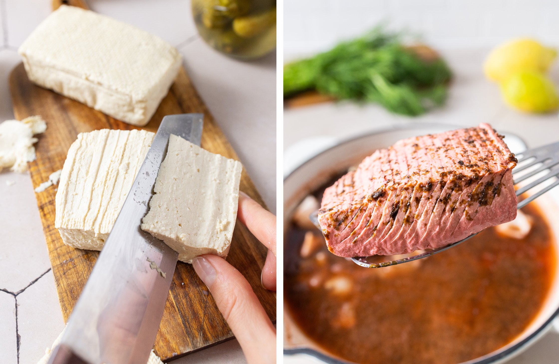 You will be shown how to prepare the tofu and how it looks when cooked.