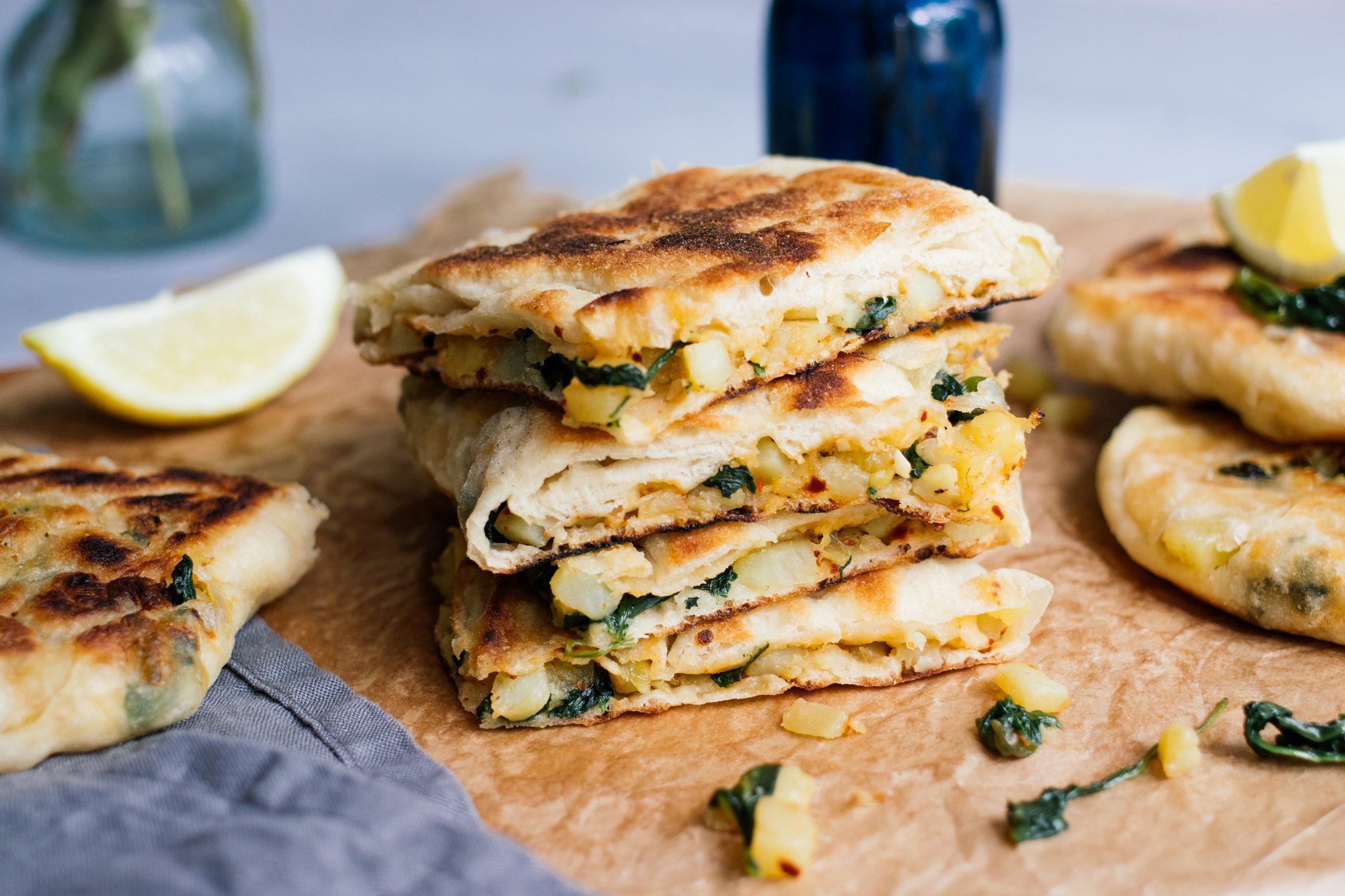 vegan gozleme ready to be eaten
