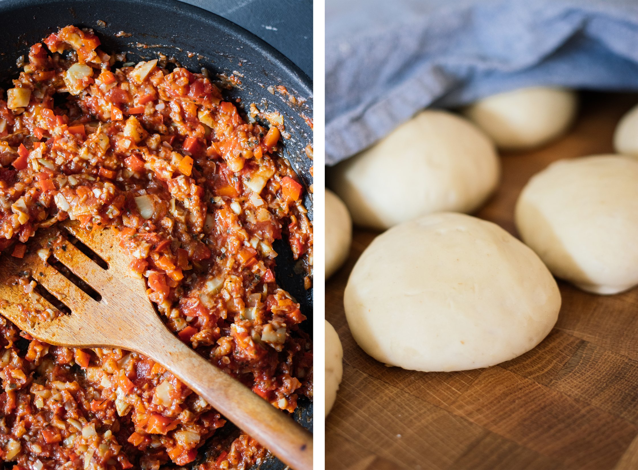 filling and dough for vegan panzerotti