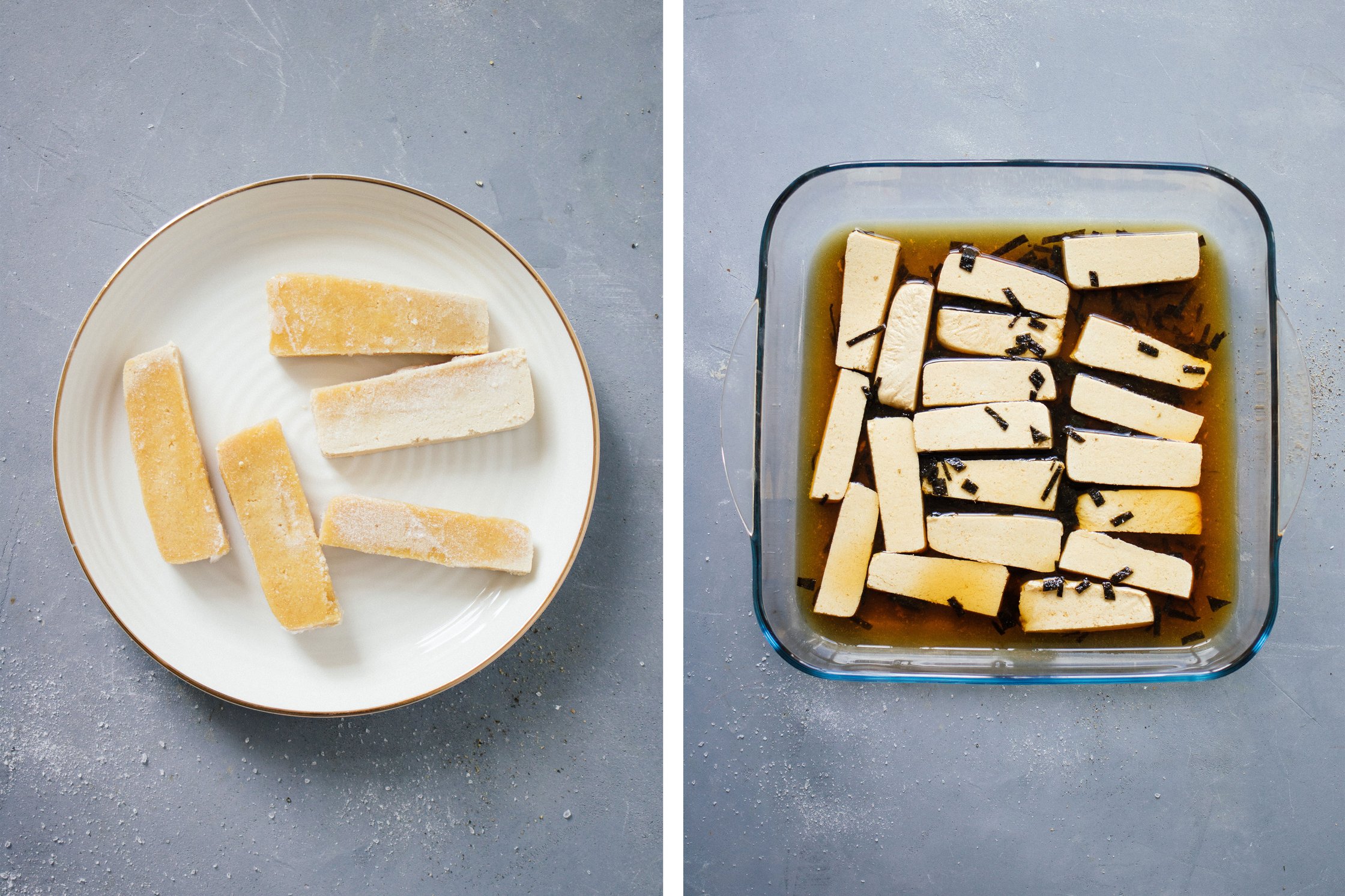 frozen and marinated tofu