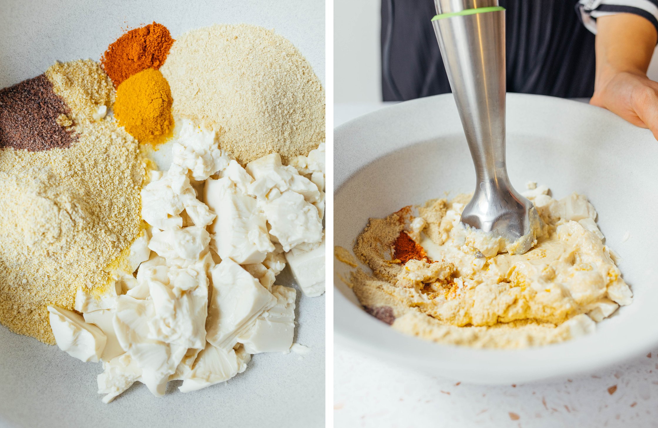 silken tofu is pureed with spices