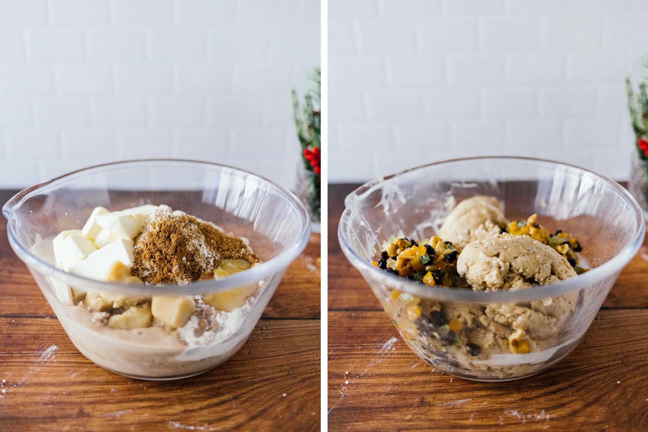 mixing dough for christmas stollen