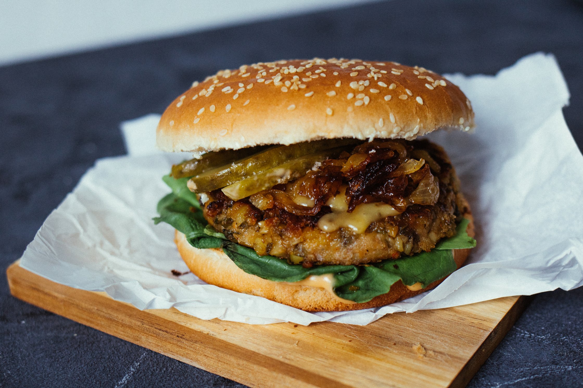 vegan veggie burger on a plate