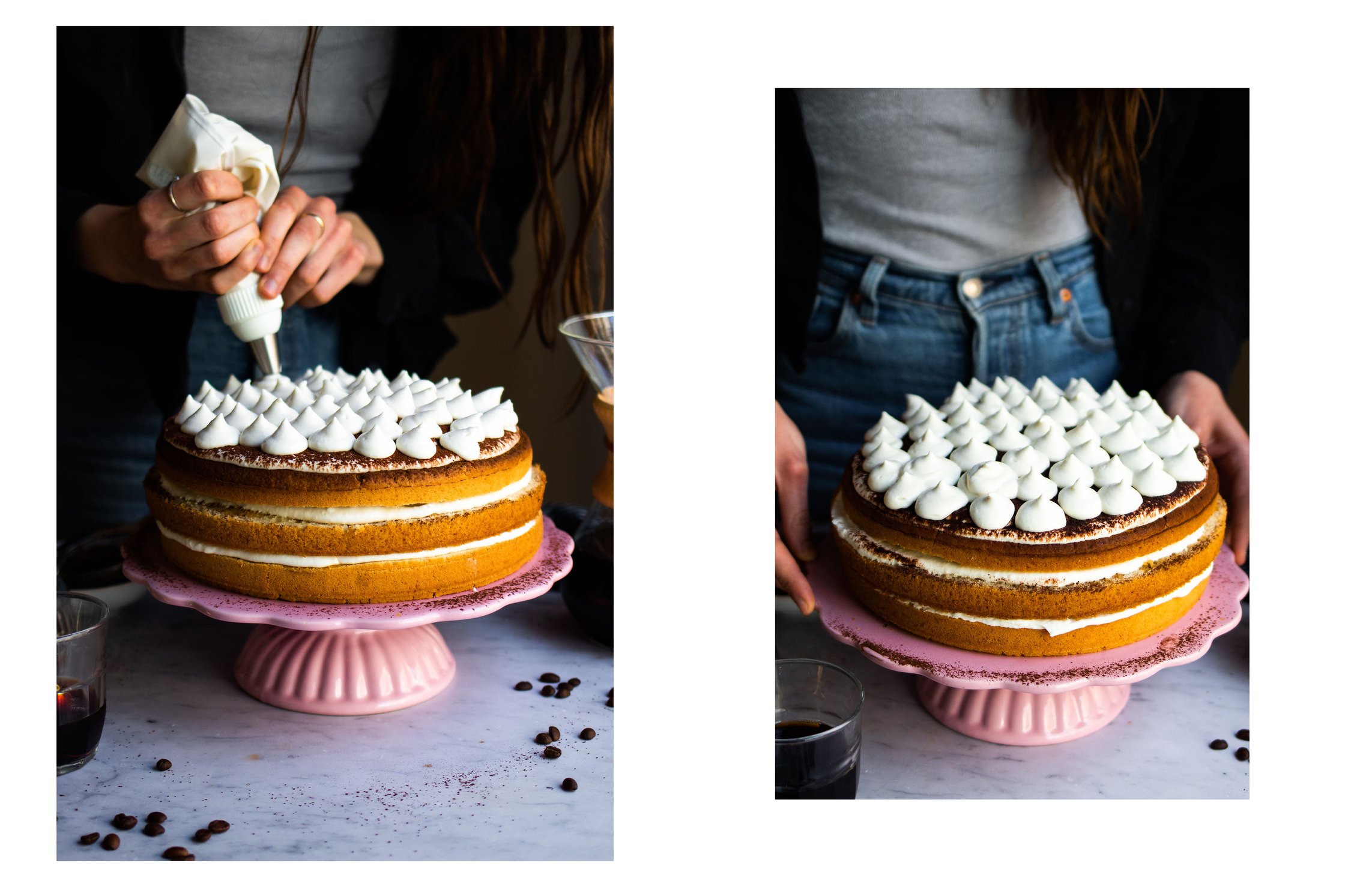 Vegan Sponge Cake with Cream in form of Dots