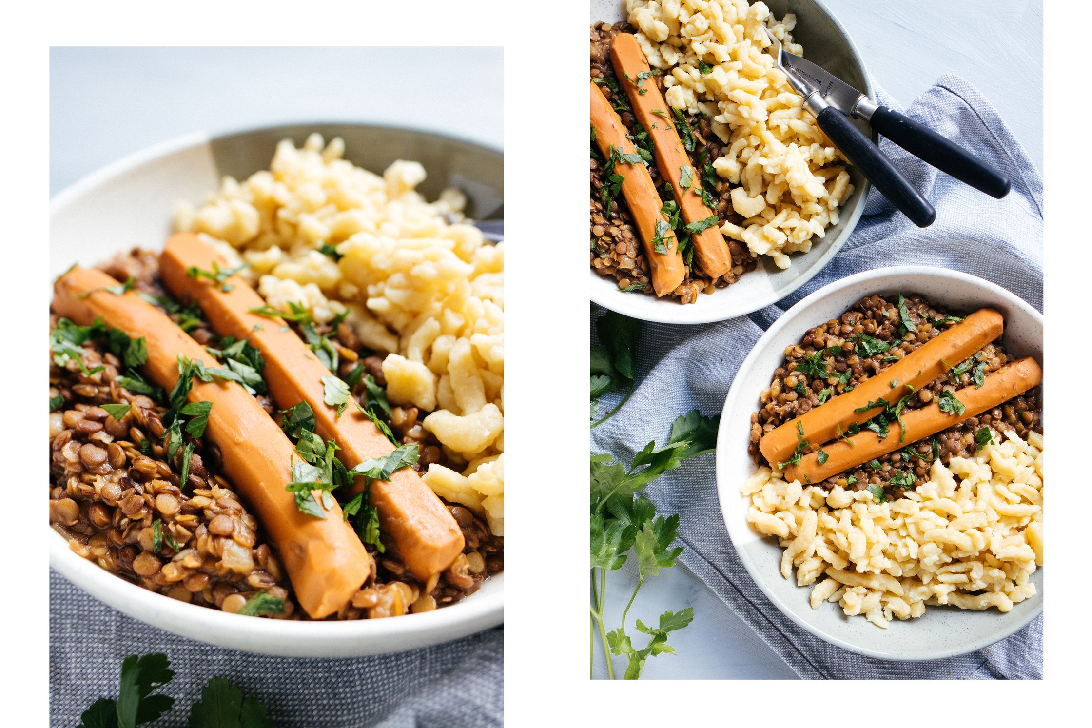 vegane Wiener mit Spätzlen