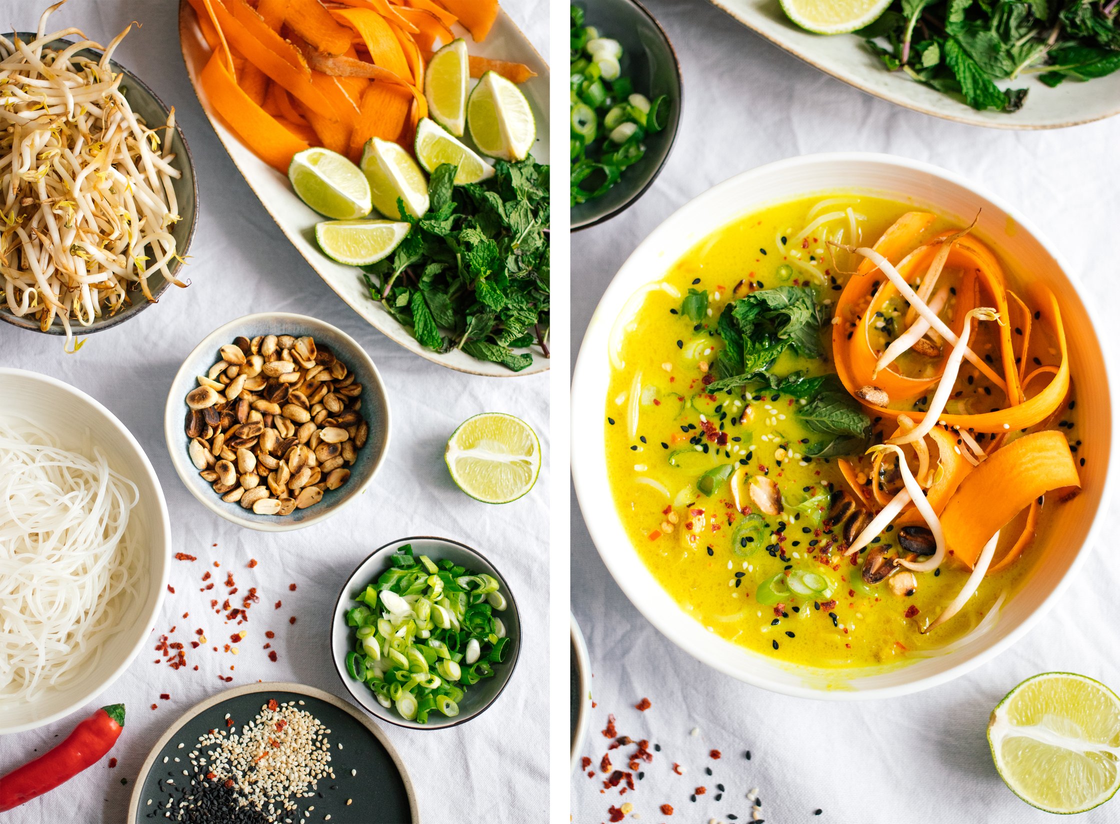 ingredients for vegan golden coconut soup