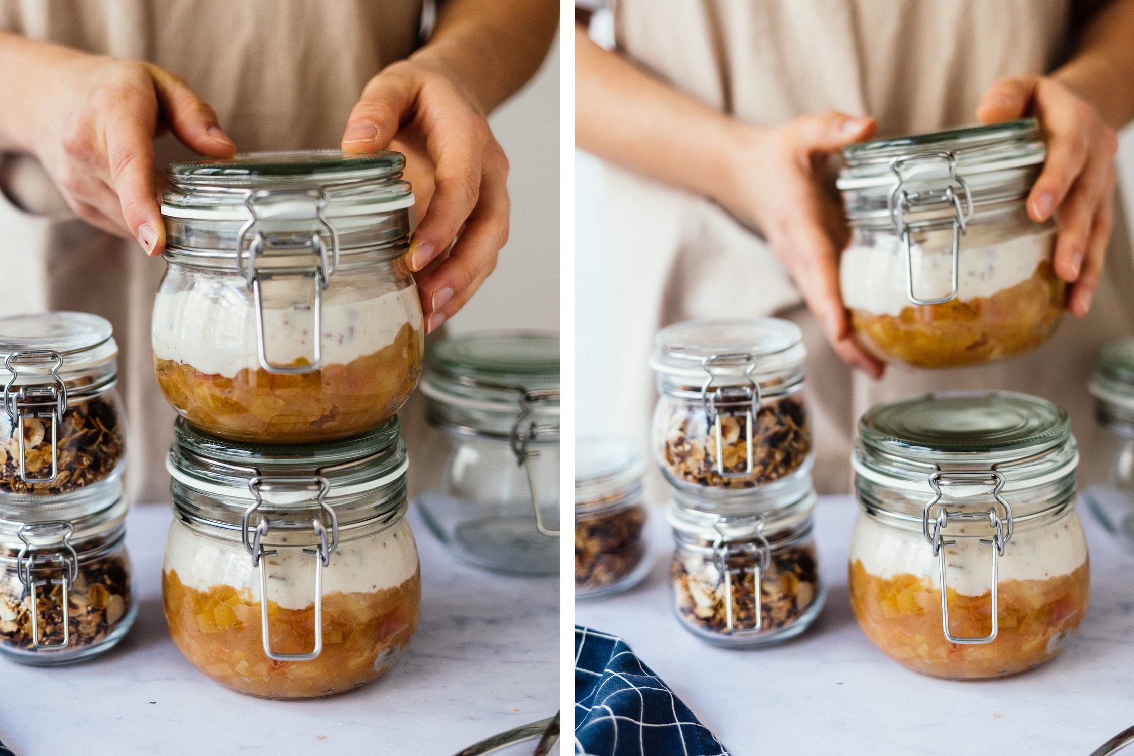 stacking meal prep breakfast jars