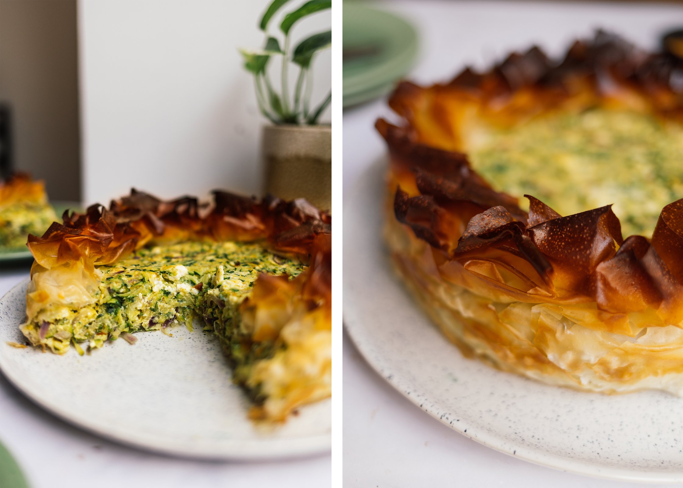 vegan phyllo pie cut