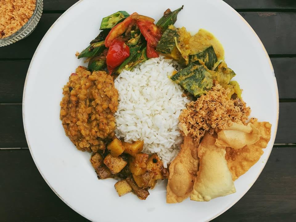 vegan rice and curry in sri lanka