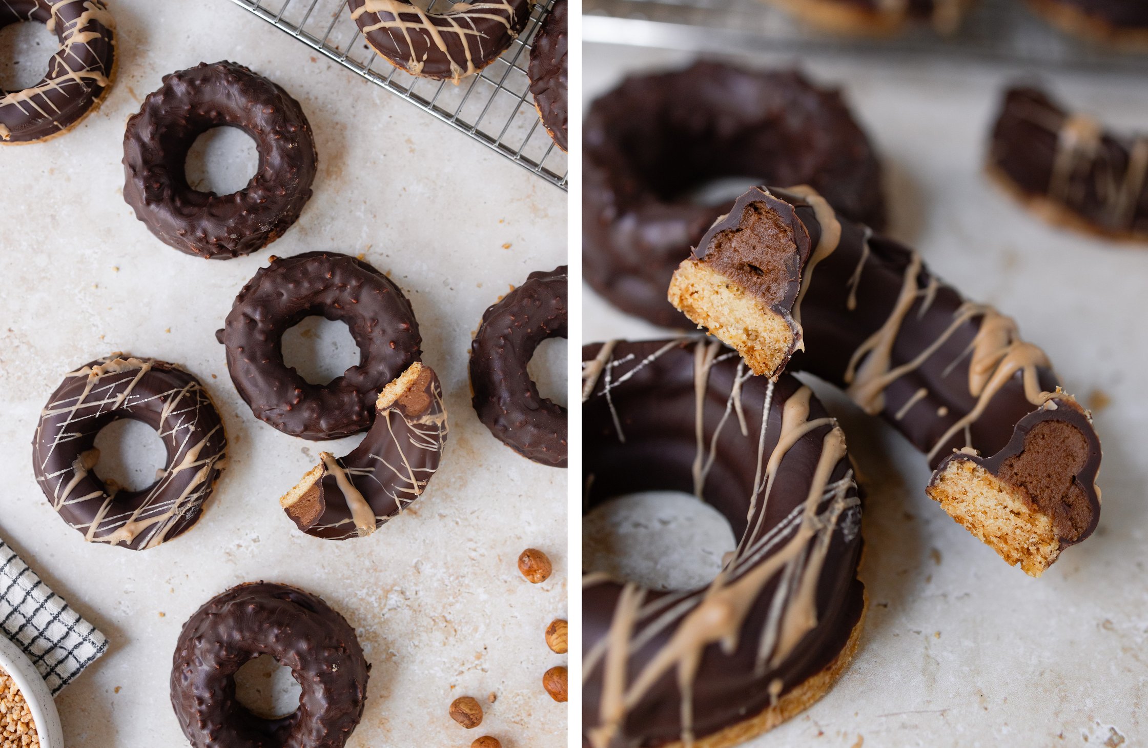 ready-made nougat rings; one nougat ring cut in half