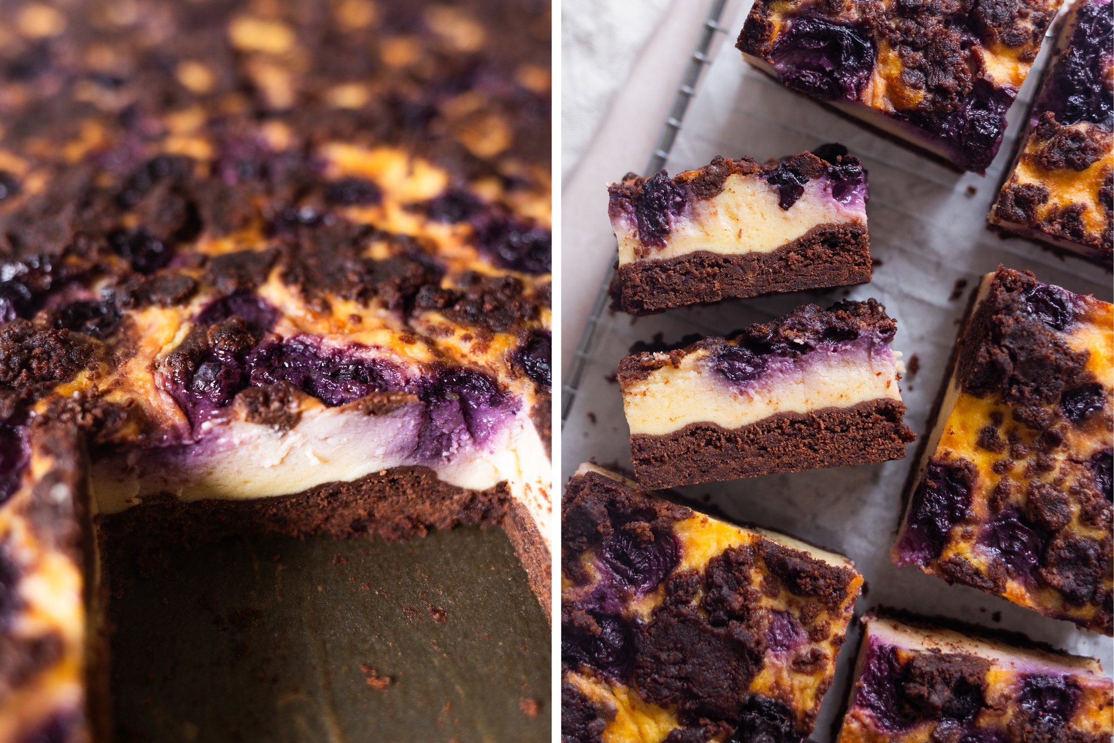 sliced vegan blueberry cheesecake