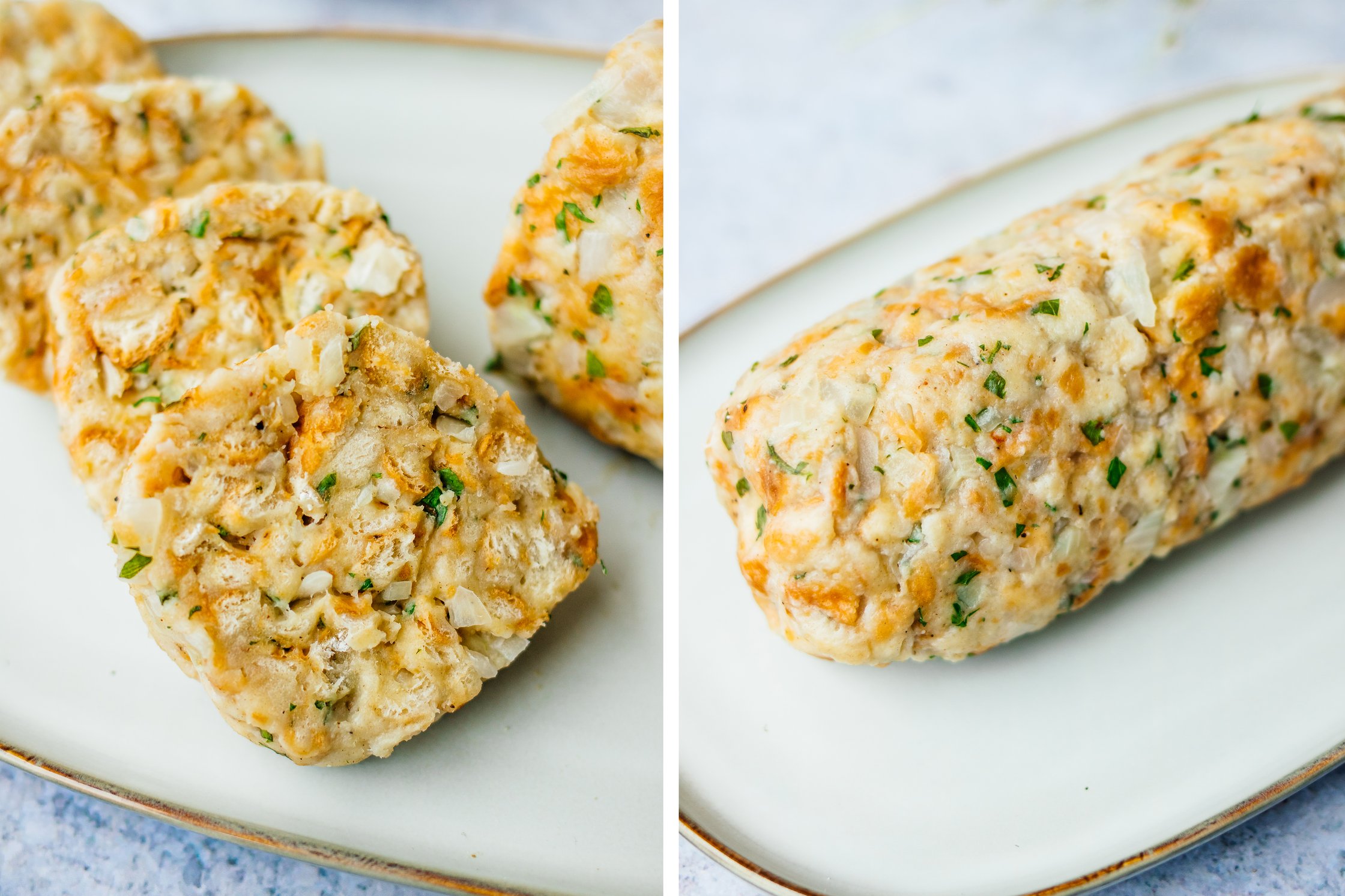 sliced vegan bread dumplings