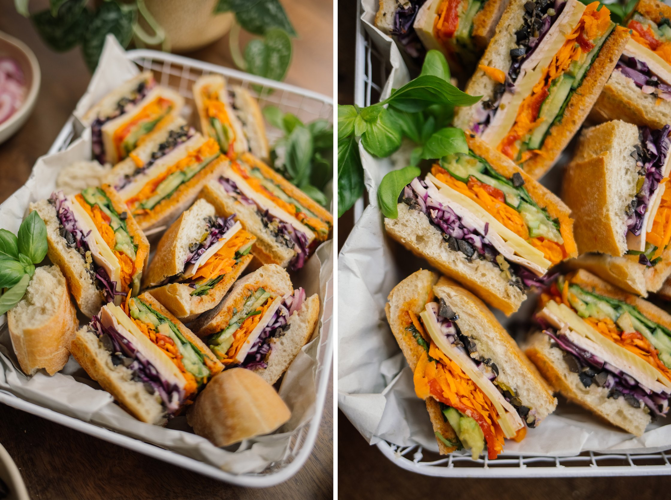 closeup of muffuletta sandwich pieces