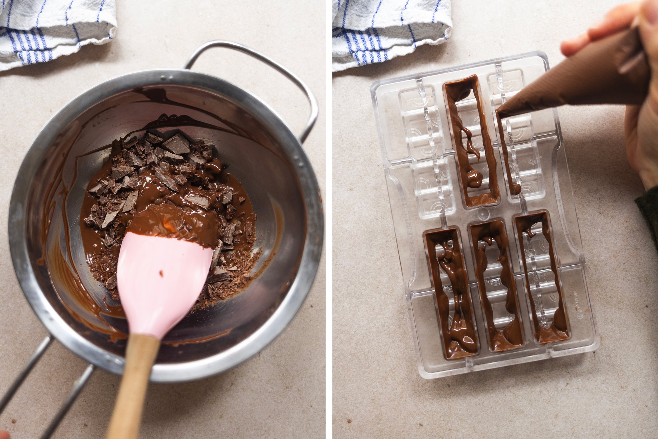 Schokolade temperieren für vegane Kinder Riegel