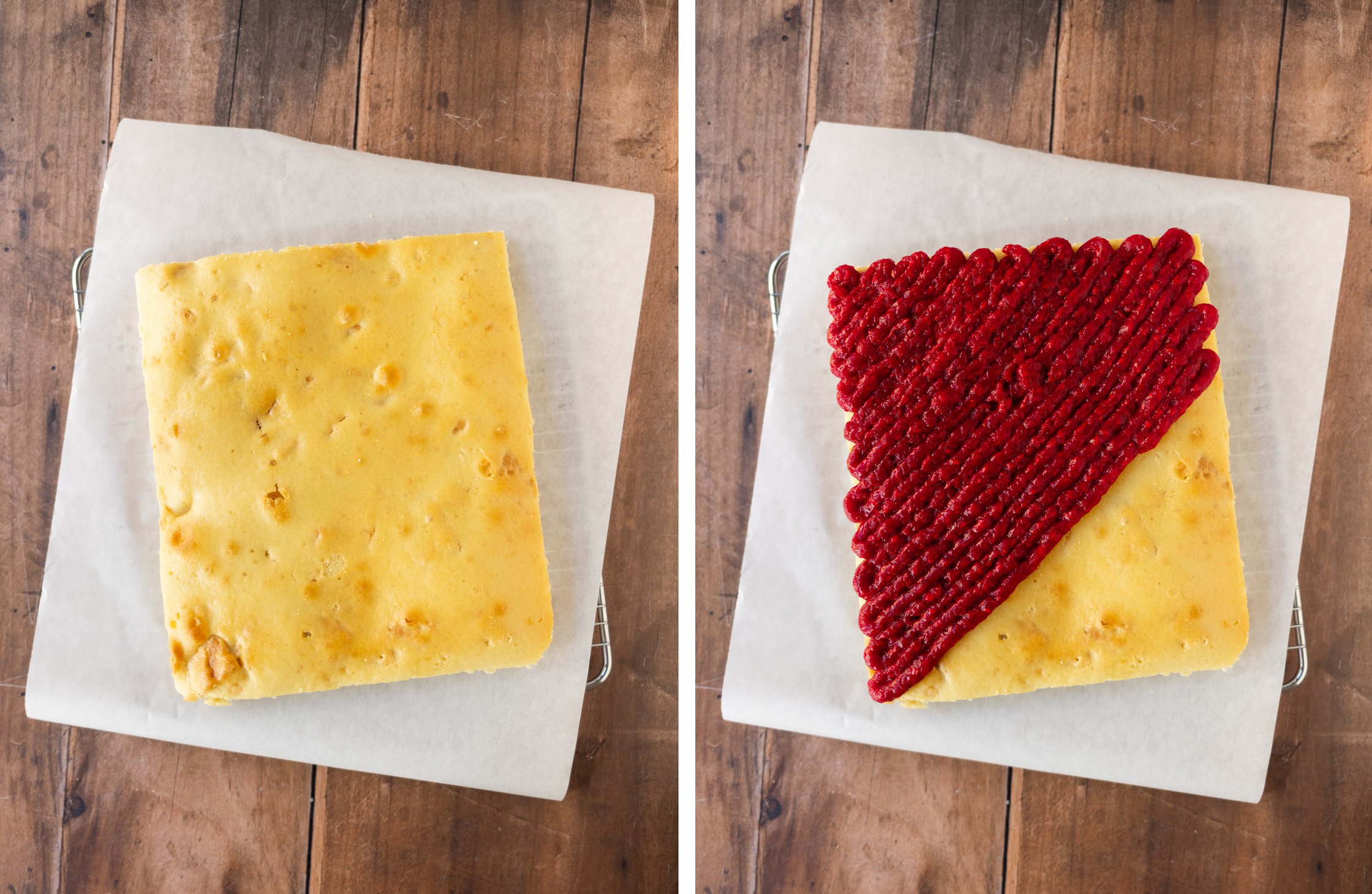 spreading the layers on the cake