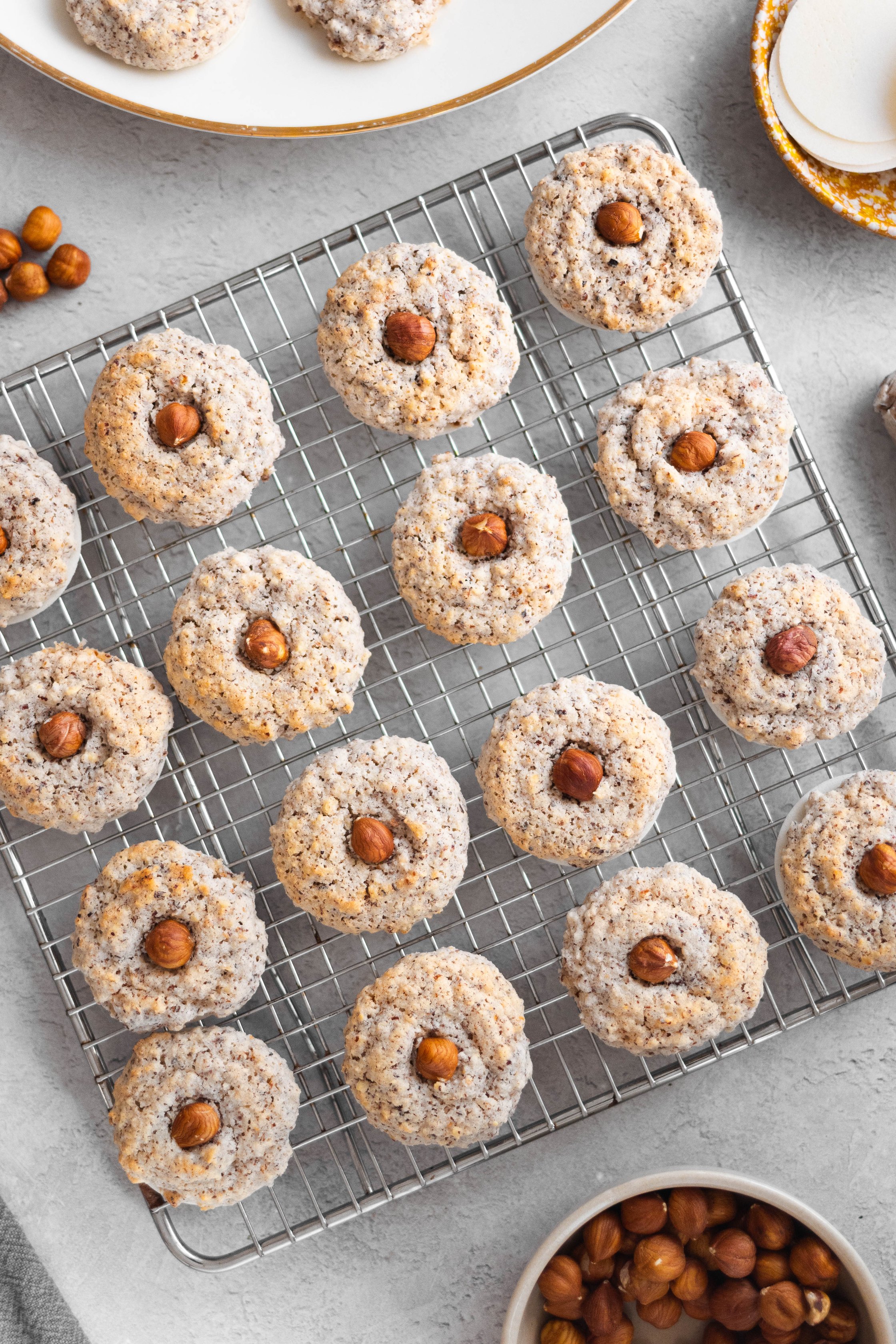Nut macaroons on a cooling rack
