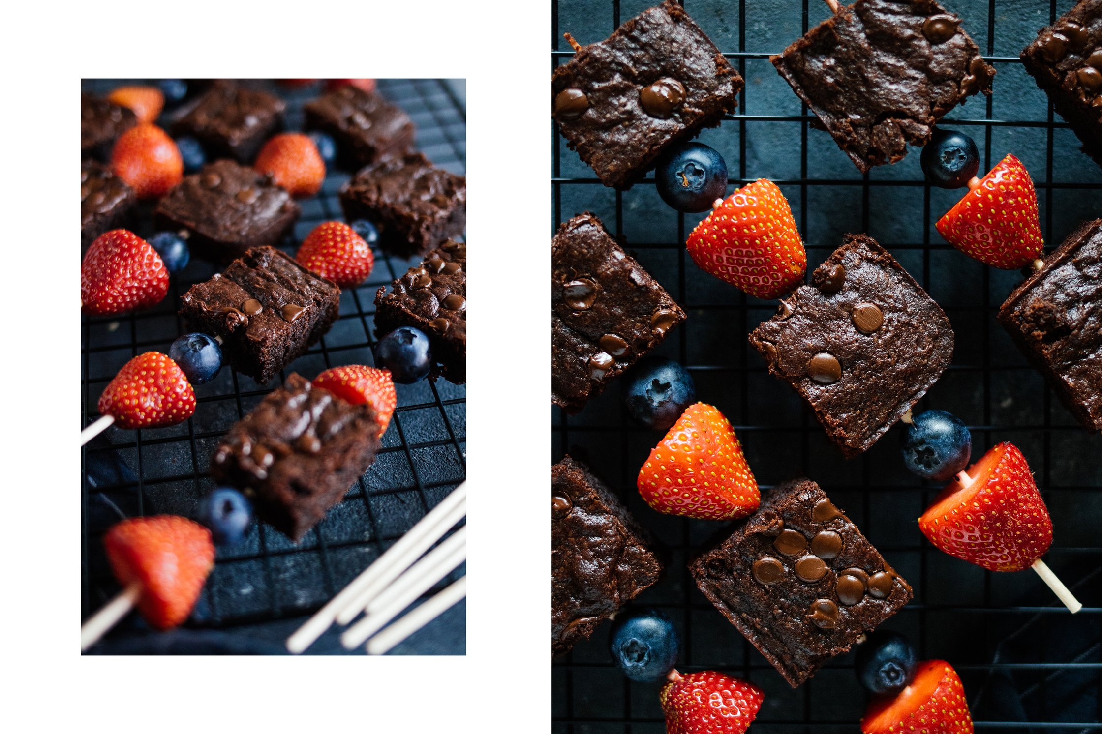 vegan brownies on wooden sticks