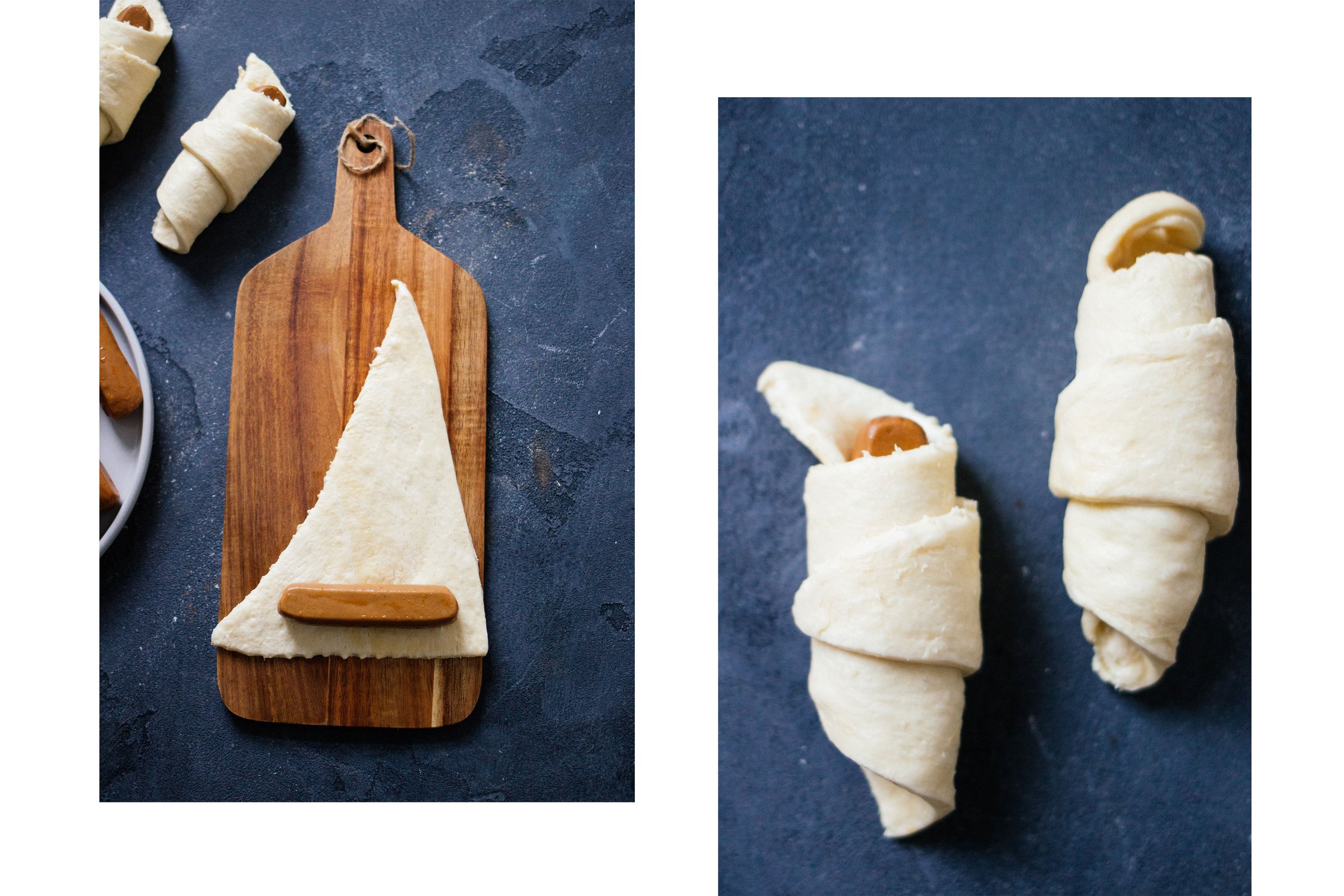 wrapped sausages in the dough