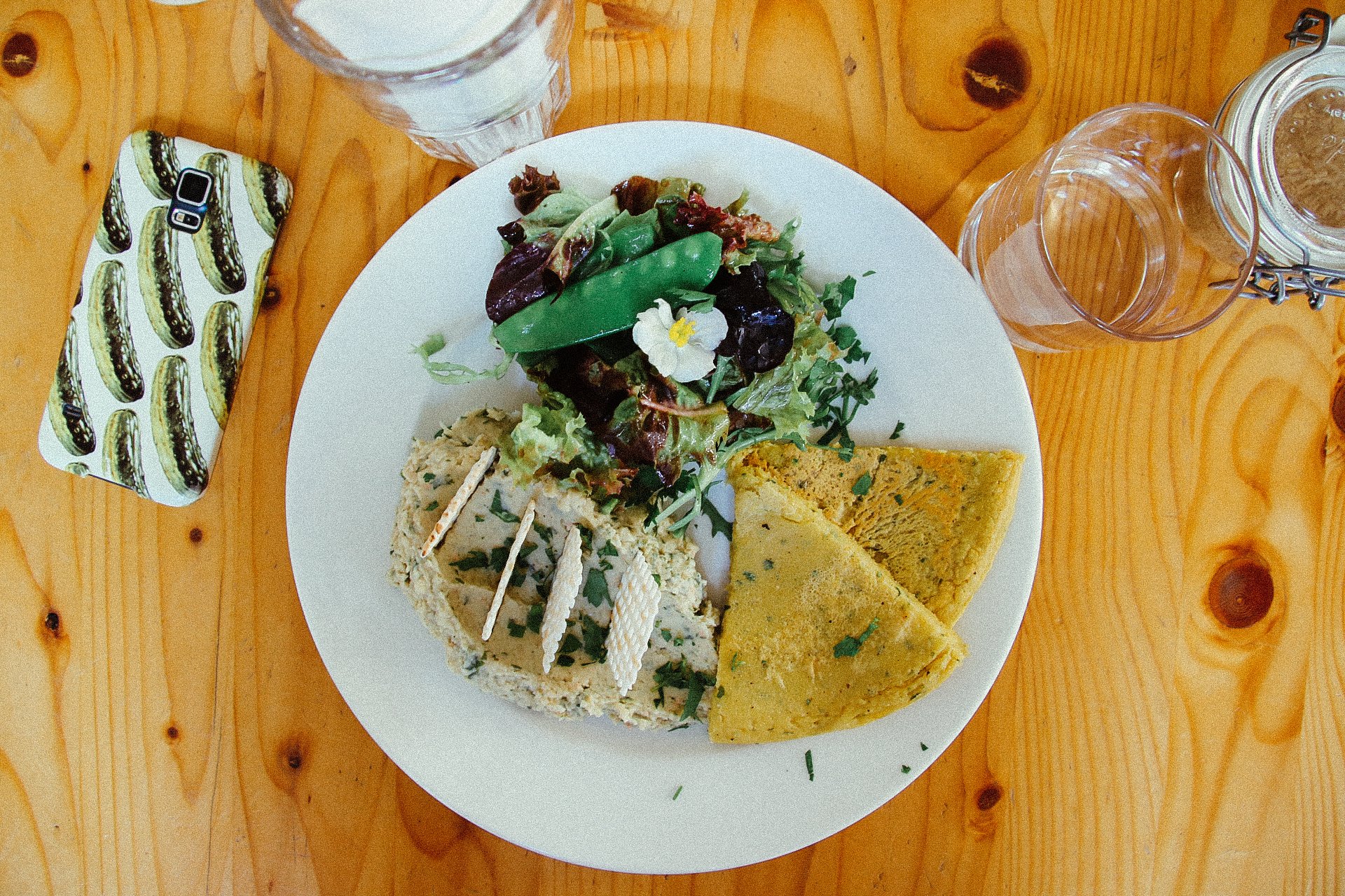 humus and salad table top photo