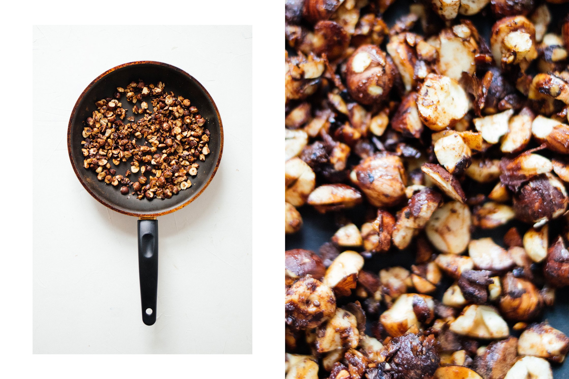 roasted nuts in a pan