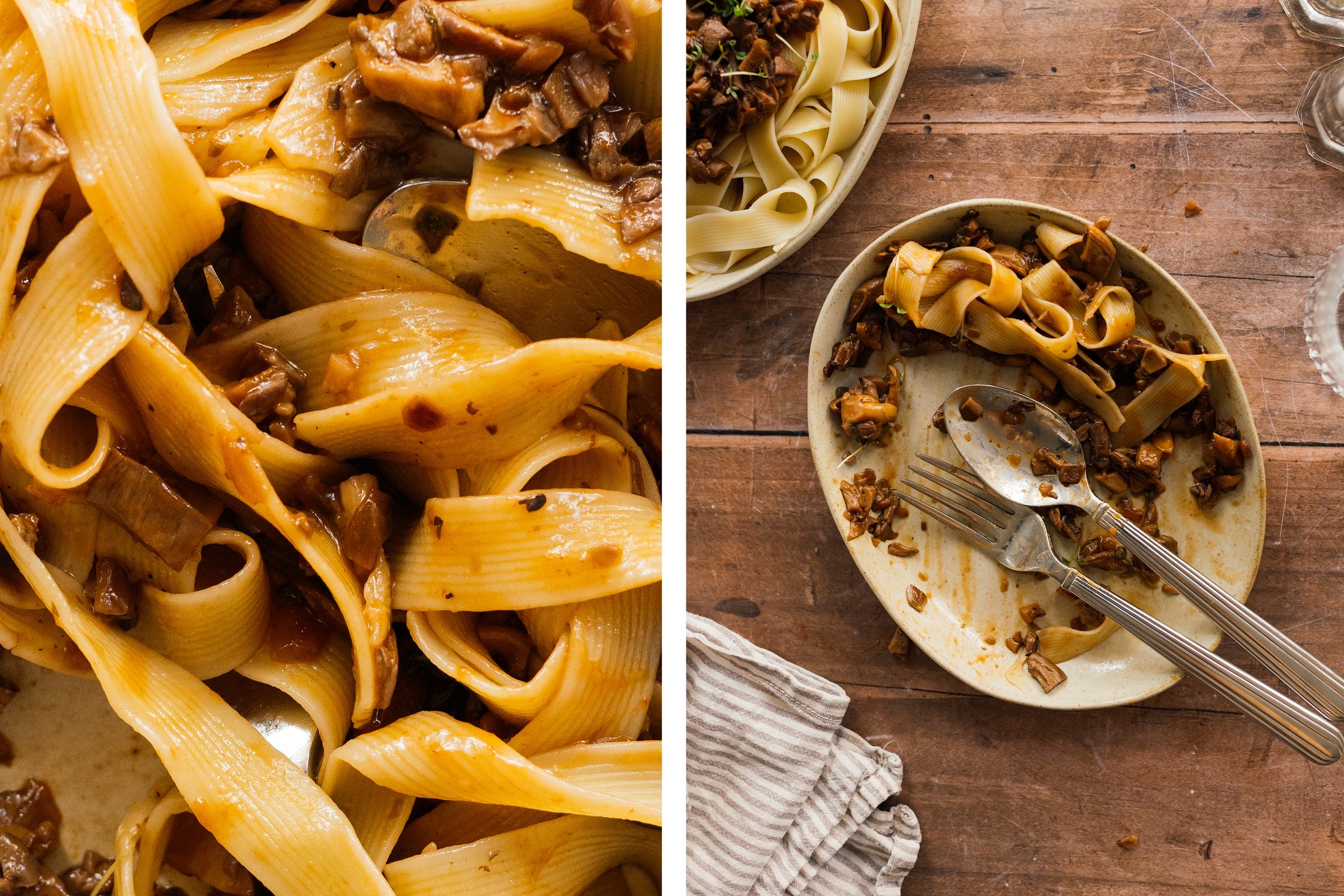 vegane pappardelle mit pilzragout aufgegessen
