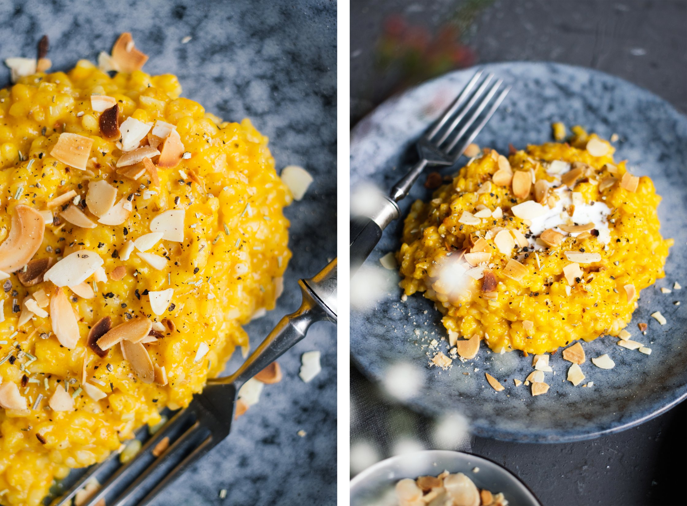 closeup of vegan pumpkin risotto