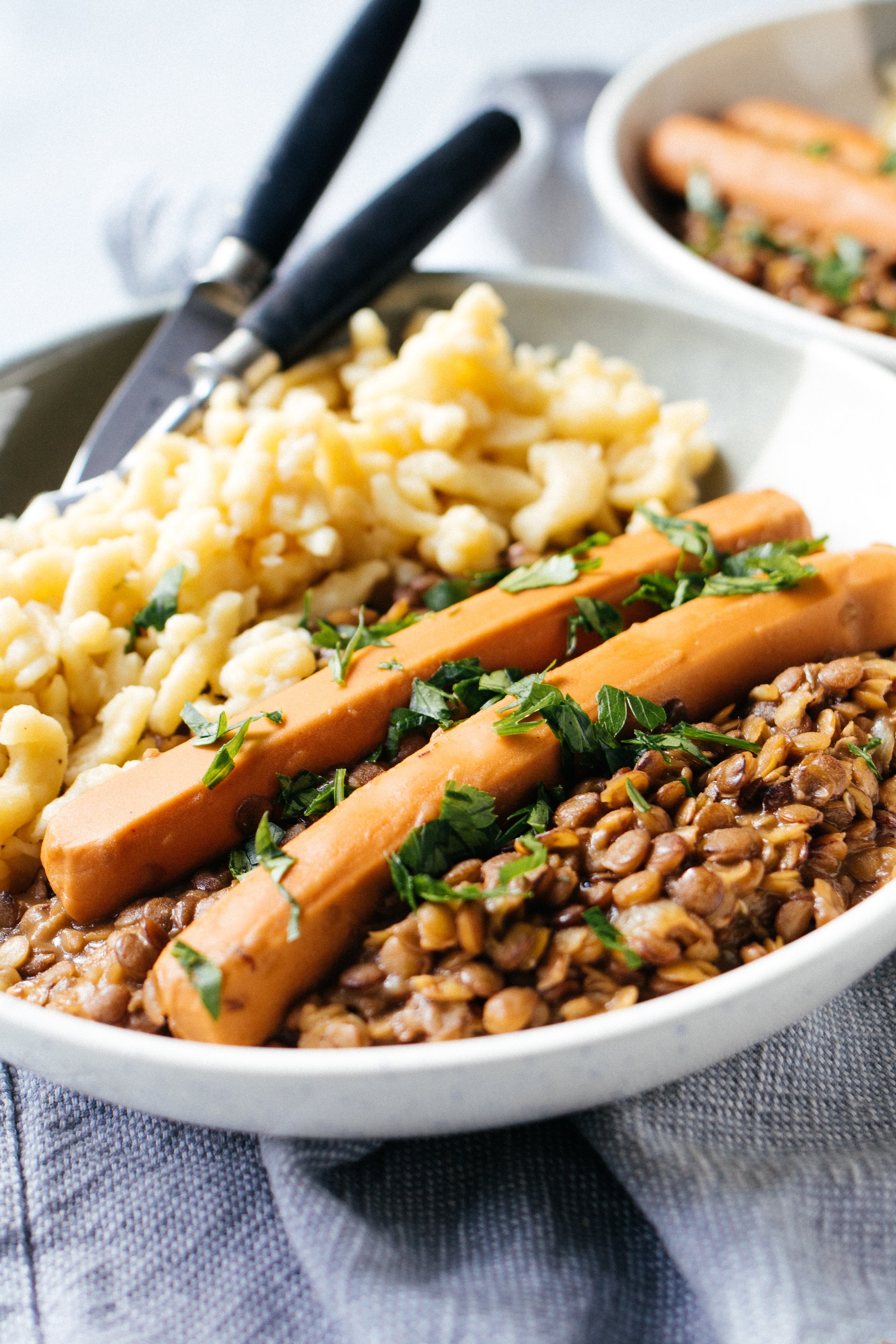 vegane Wiener mit Linsen