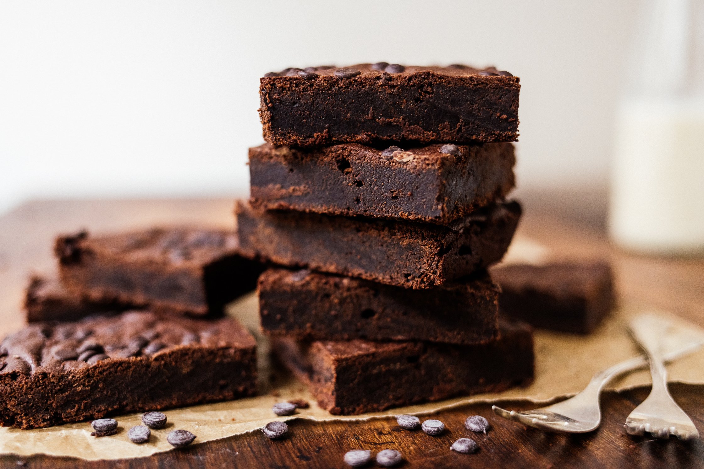 stack of vegan brownies