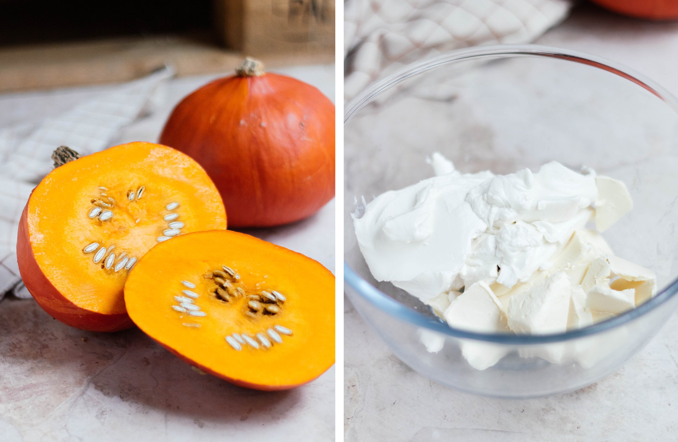 Hokkaido-Kürbis; Vanillecreme zubereiten