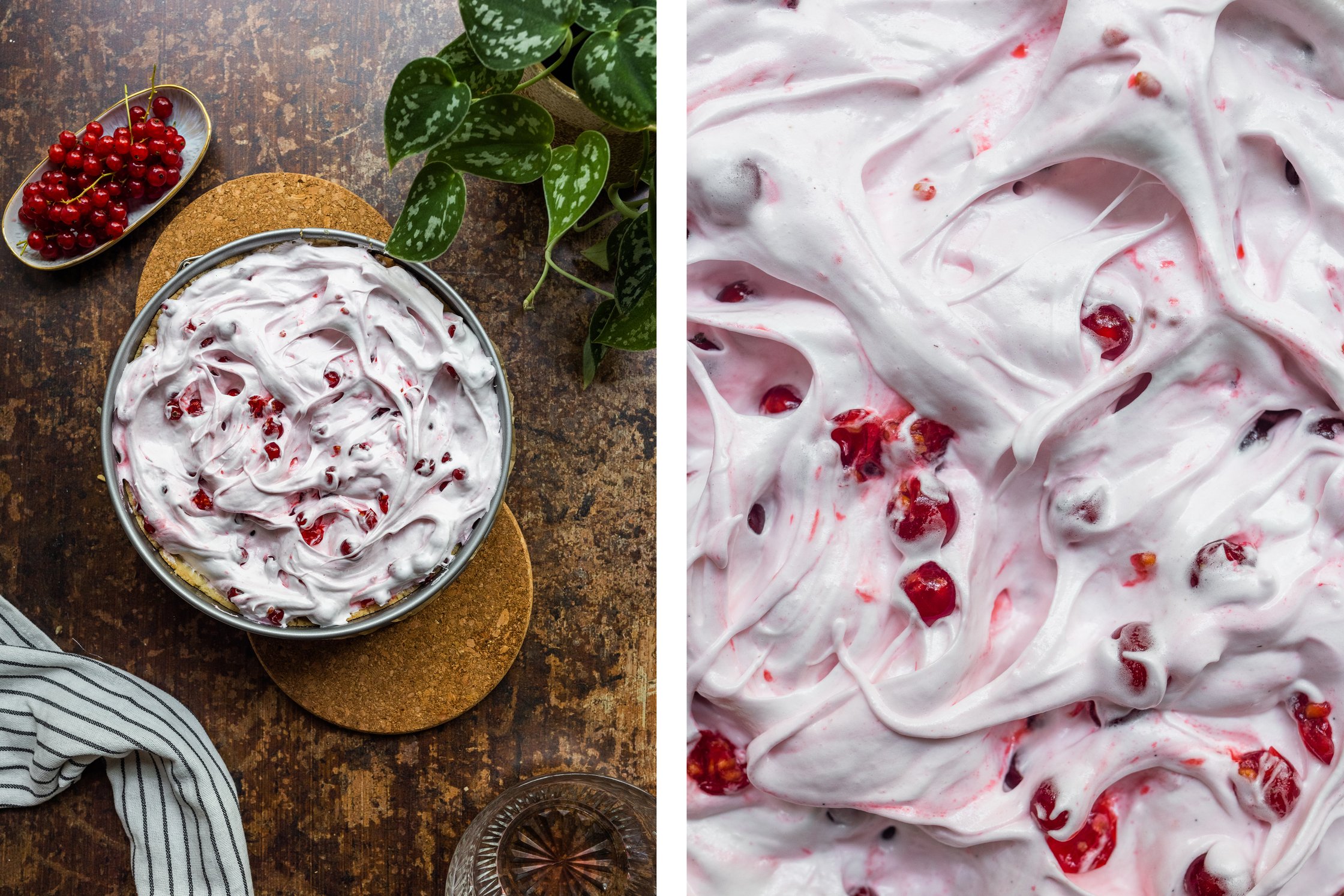 Vegan Meringue on a cake base in a spring form