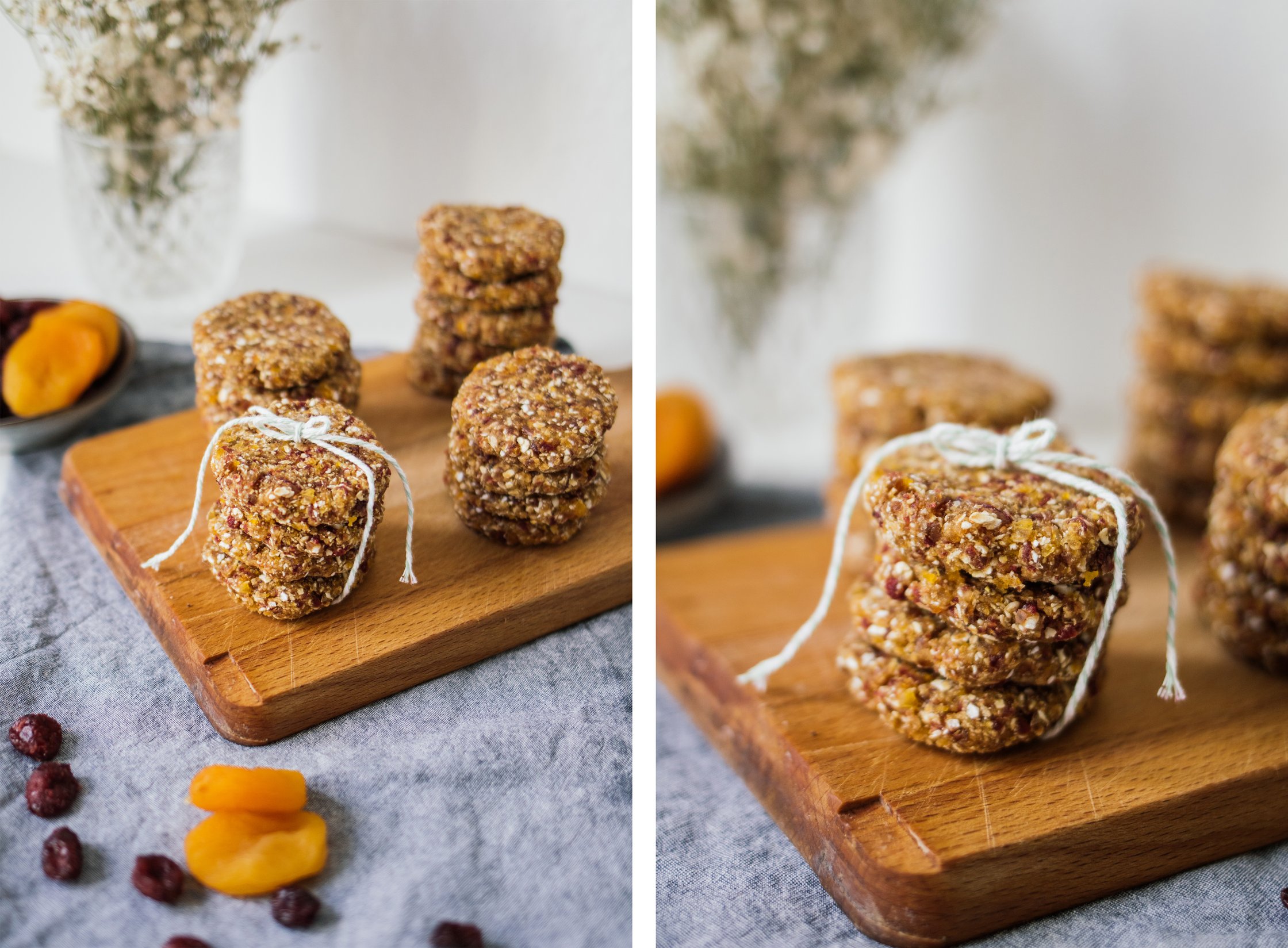 vegane no bake kekse auf einem brett