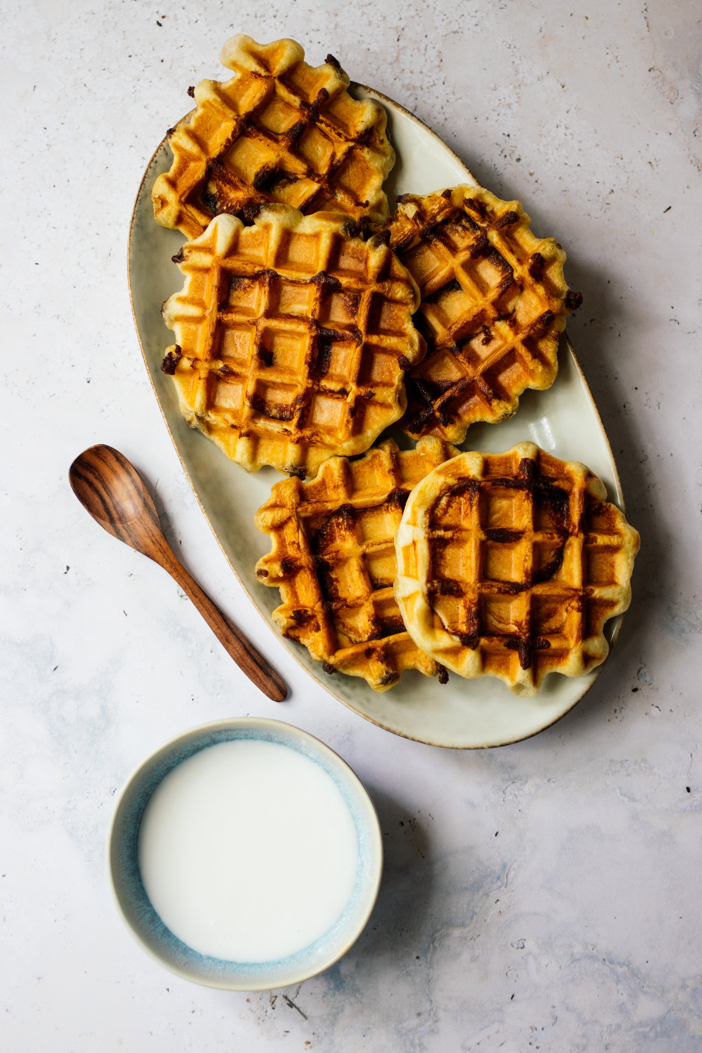 Vegan cinnamon roll waffles without glaze